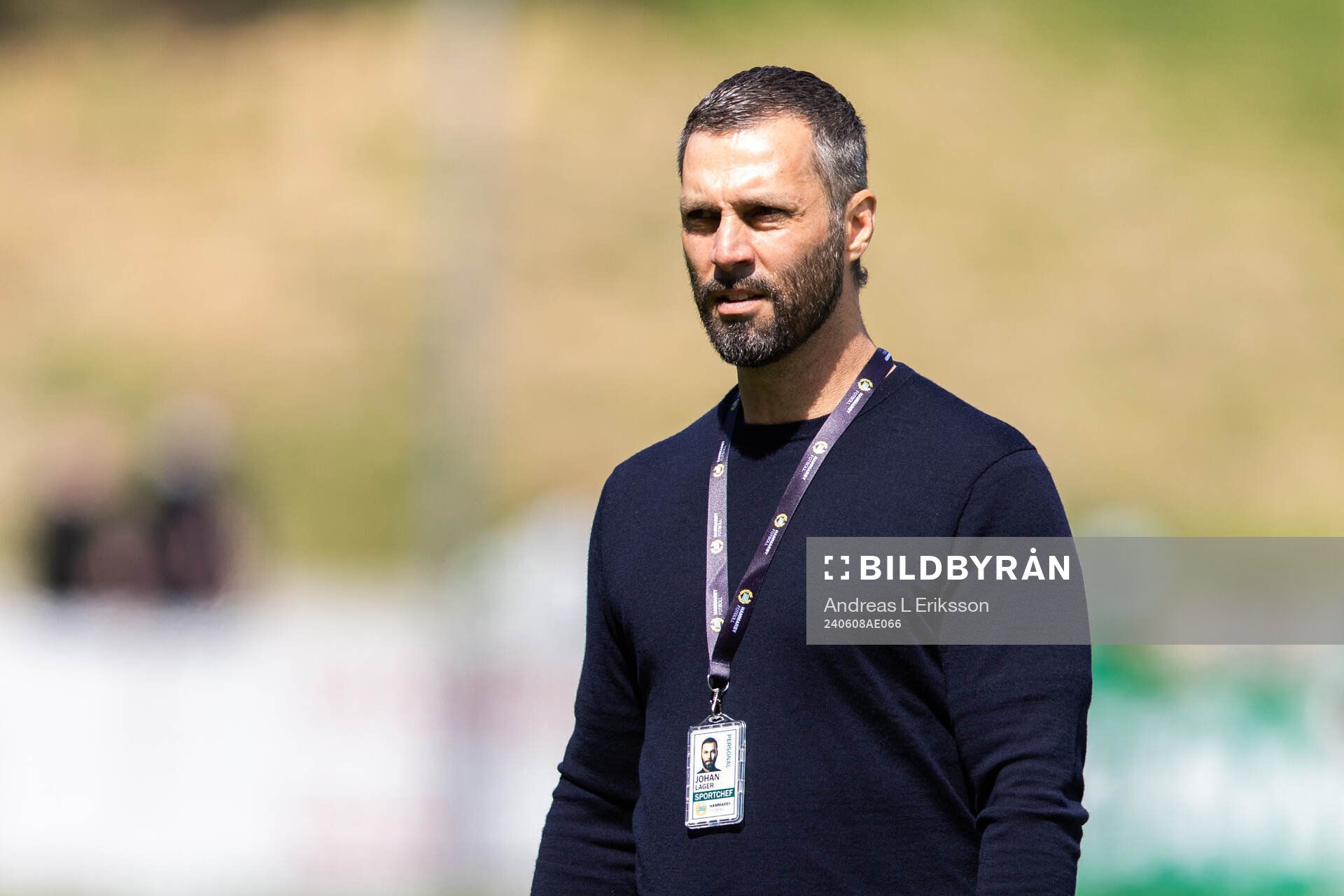 Hammarbys sportchef Johan Lager innan fotbollsmatchen i