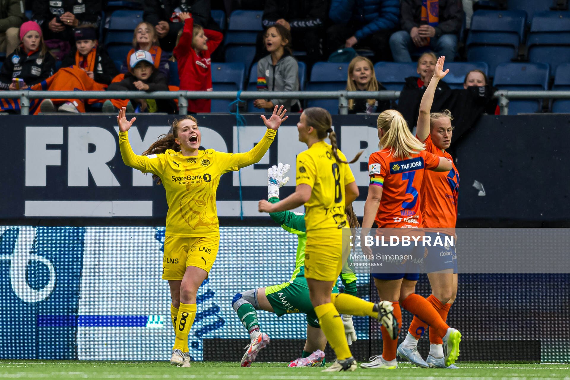 Kristina Borgenhaug Brudvik of Bodø/Glimt reacts during the 1. division football match between AaFK Fortuna and Bodø/Glimt on June 8, 2024 in Ålesund.