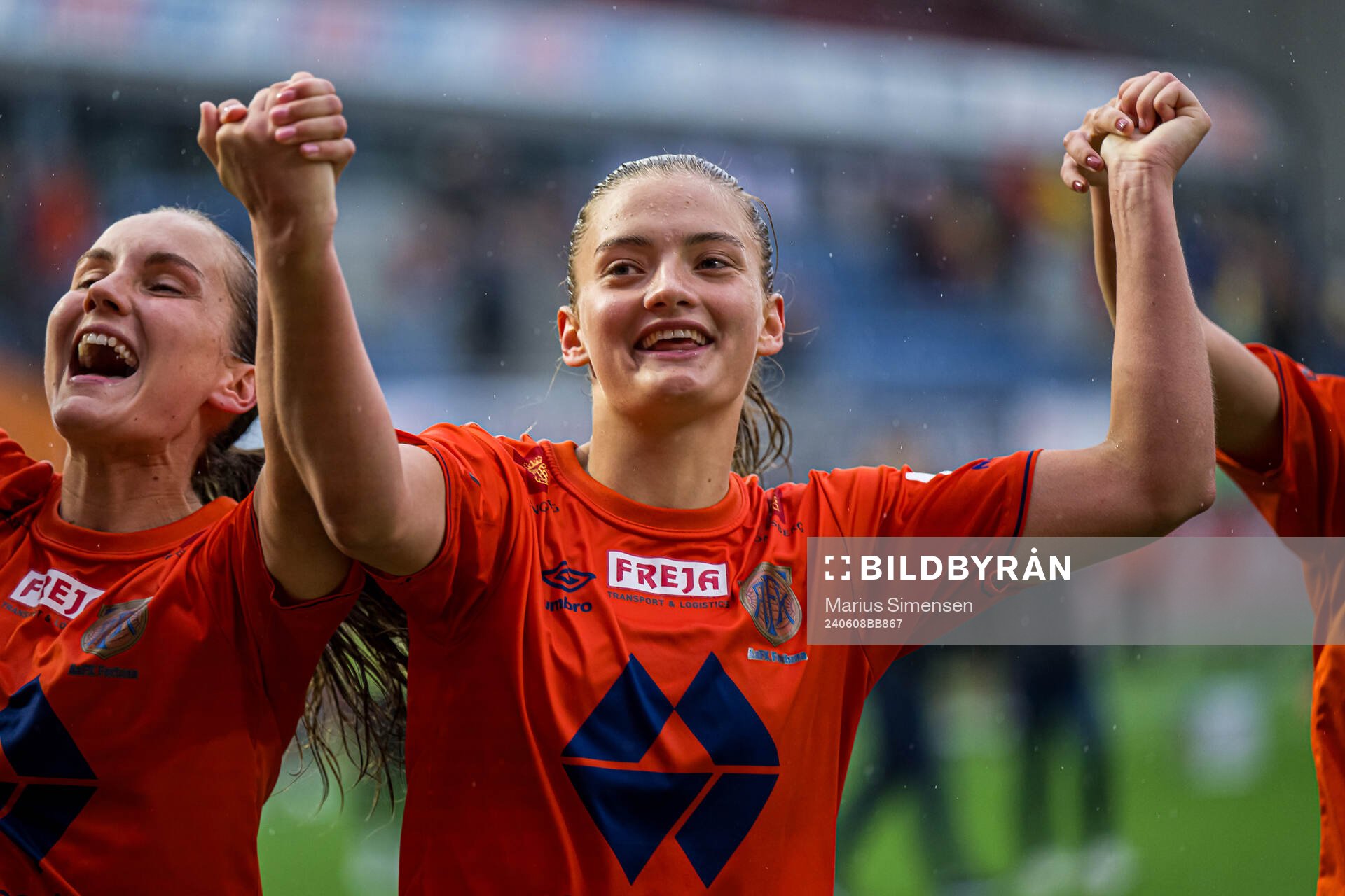 Guro Hammer Røn of AaFK Fortuna celebrates after the 1. division football match between AaFK Fortuna and Bodø/Glimt on June 8, 2024 in Ålesund.