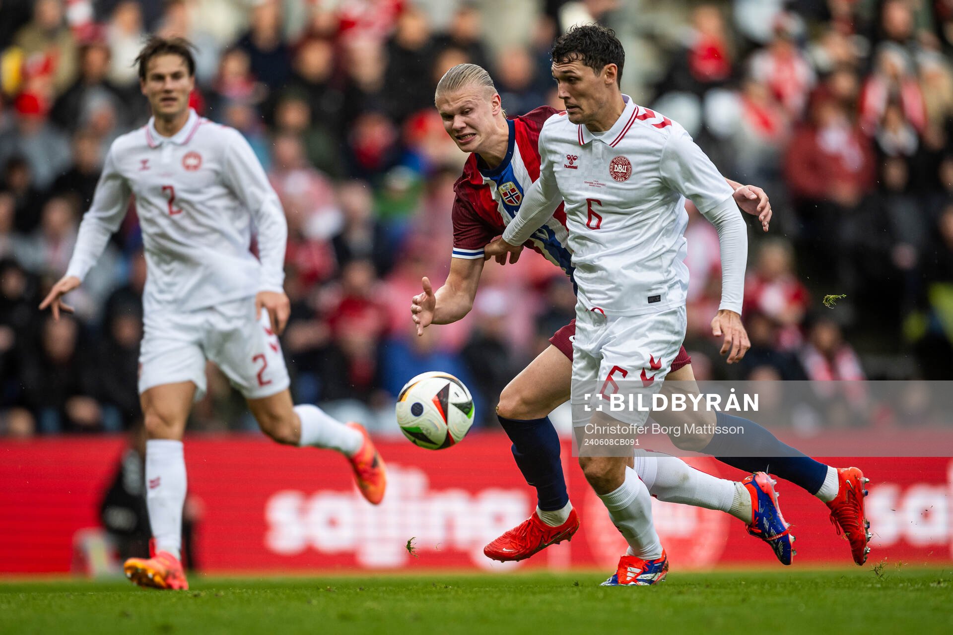 Erling Braut Haaland of Norway and Andreas Christensen of