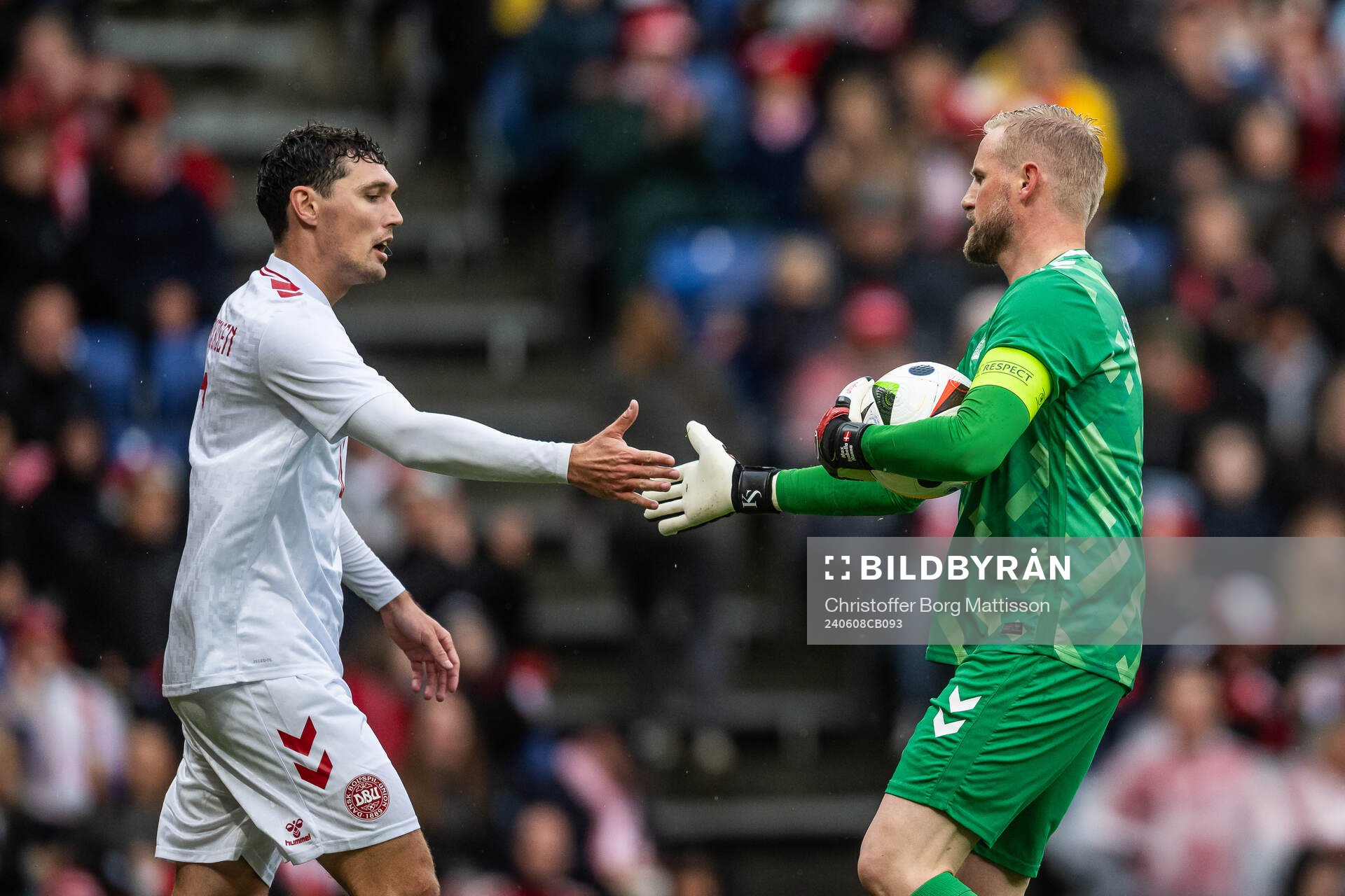 Andreas Christensen and goalkeeper Kasper Schmeichel of