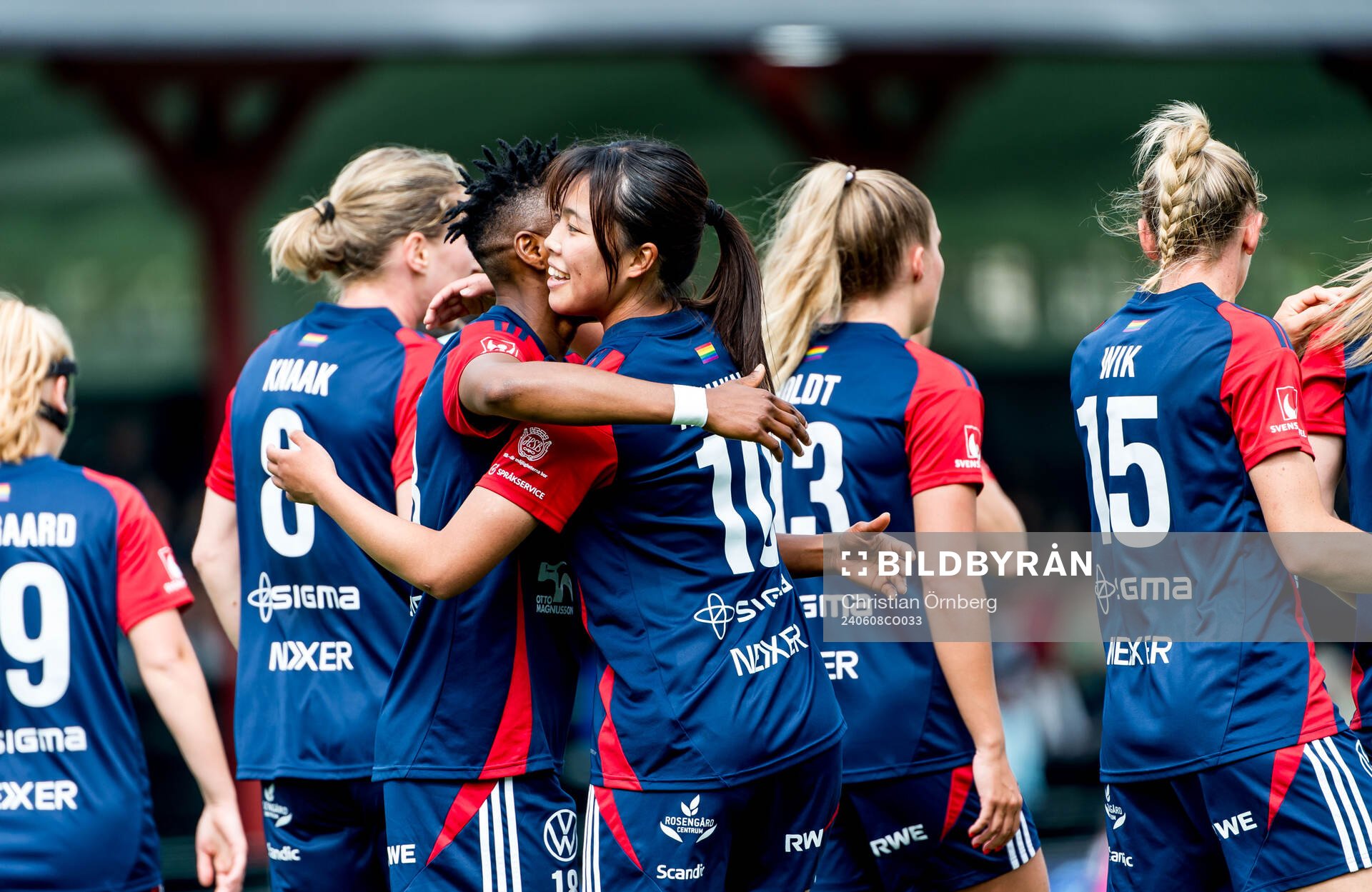 FC Rosengårds Momoko Tanikawa jublar efter 2-0 under fotbollsmatchen i Damallsvenskan mellan FC Rosengård och IFK Norrköping den 8 juni 2024 i Malmö.