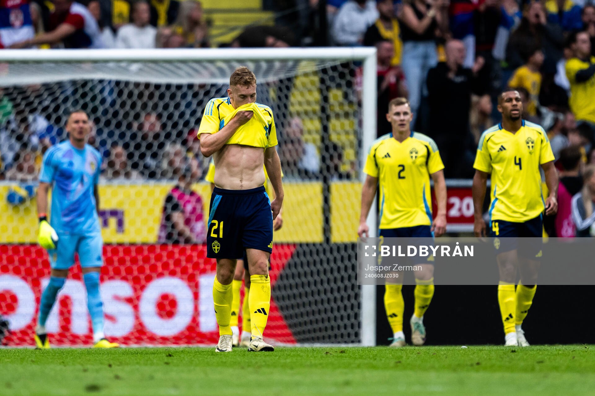 Dejan Kulusevski of Sweden looks dejected