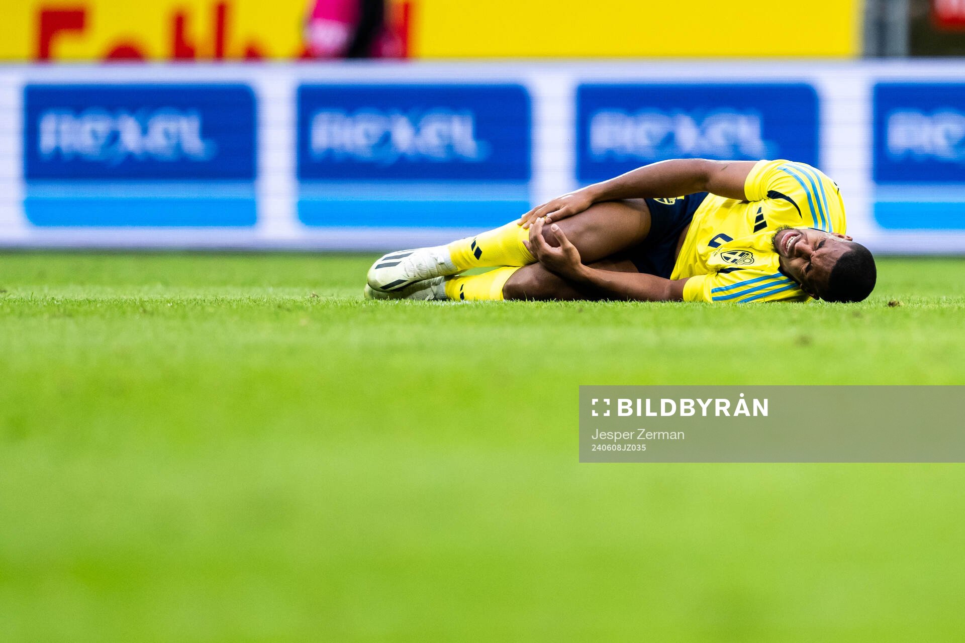 Isak Hien of Sweden in pain