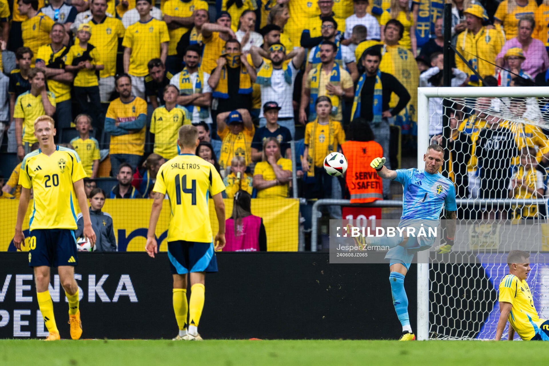 Robin Olsen of Sweden looks dejected