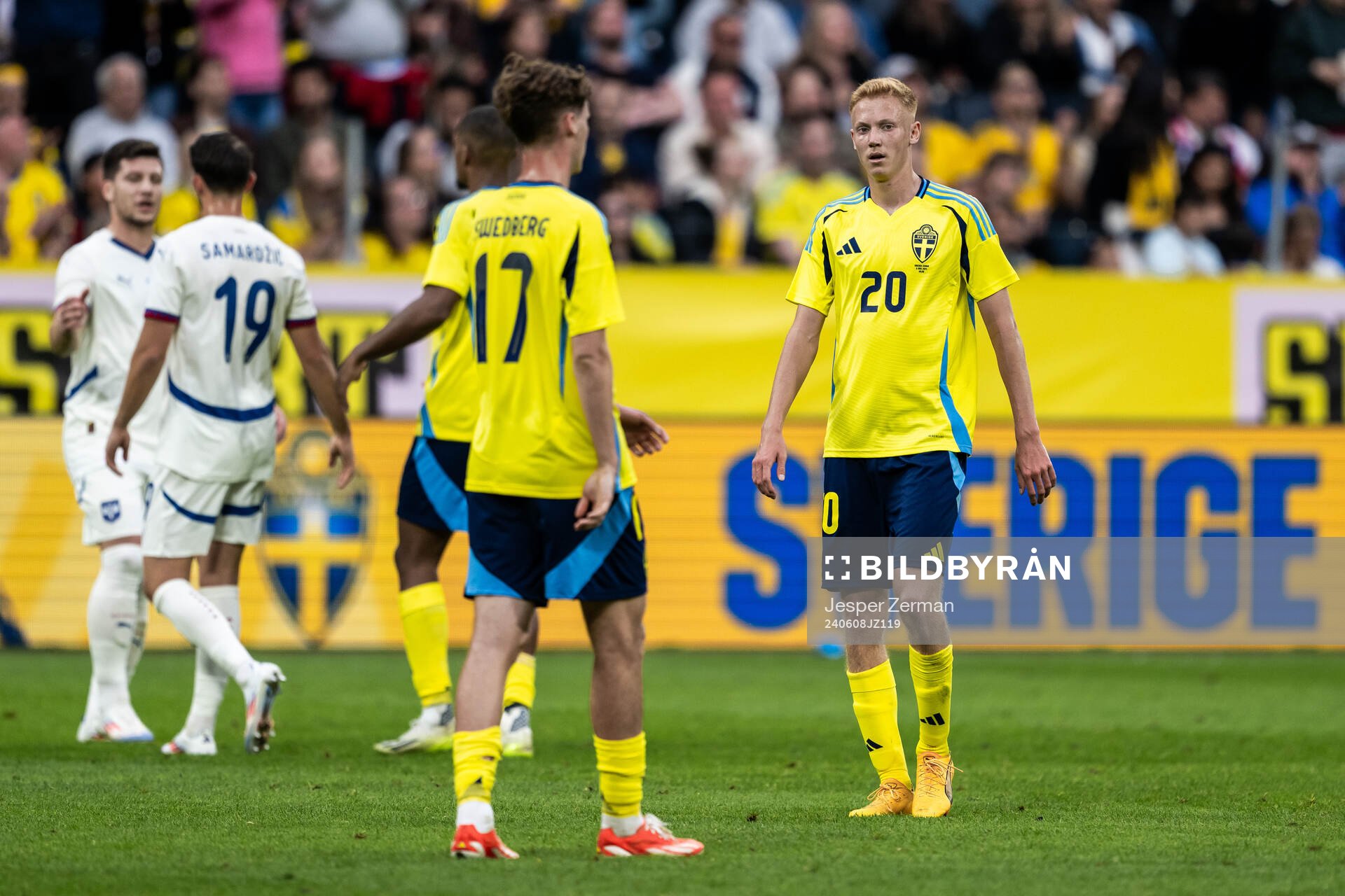 Williot Swedberg and Hugo Larsson of Sweden look dejected
