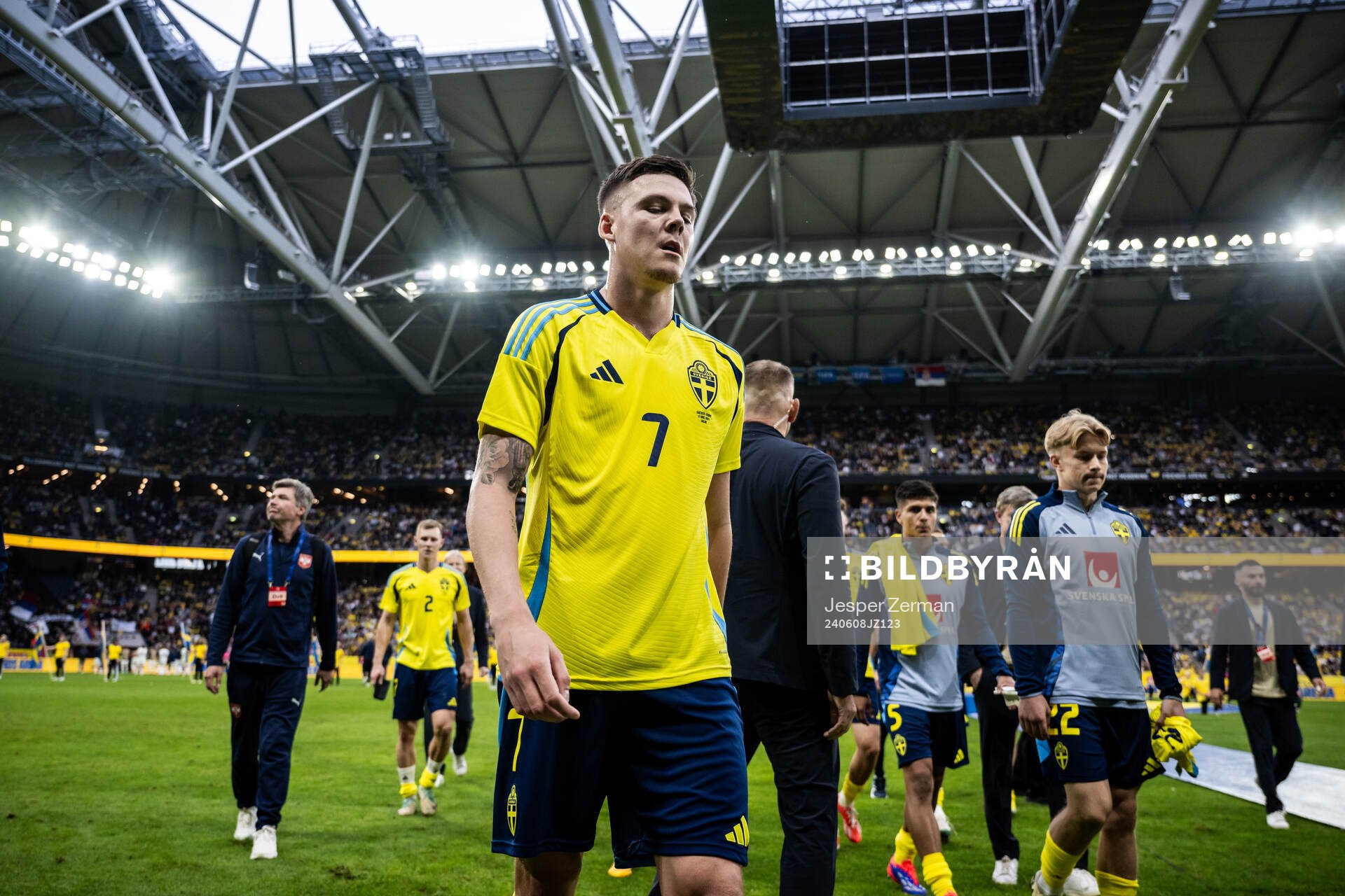 Emil Holm of Sweden looks dejected