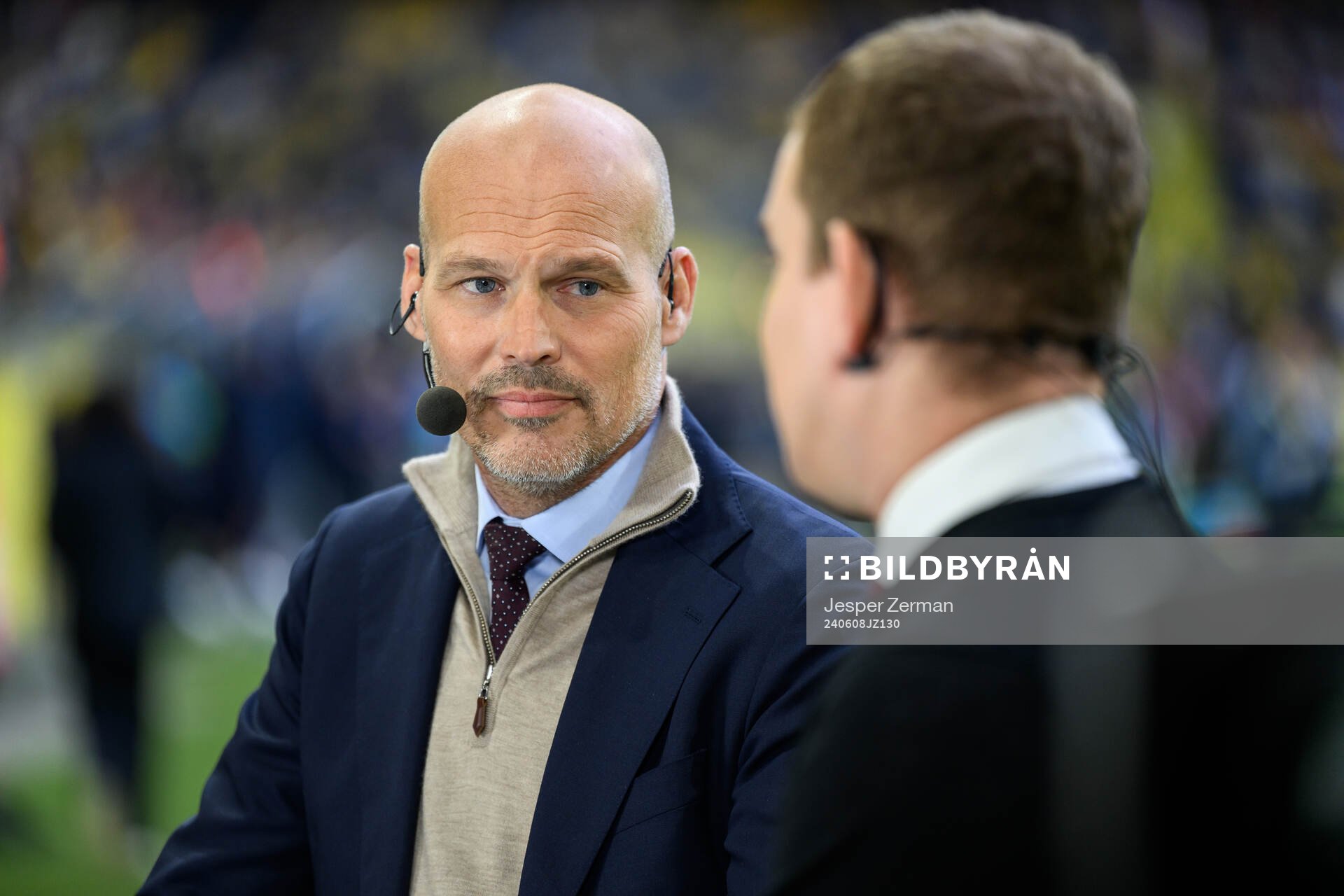Fredrik Ljungberg from Viasat during the international friendly football match between Sweden and Serbia on June 8, 2024 in Stockholm.