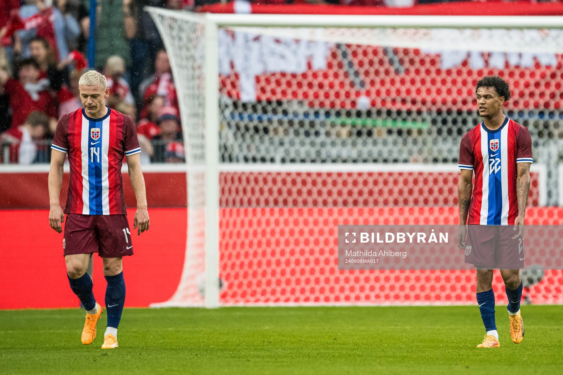 Julian Ryerson and Oscar Bobb of Norway look dejected