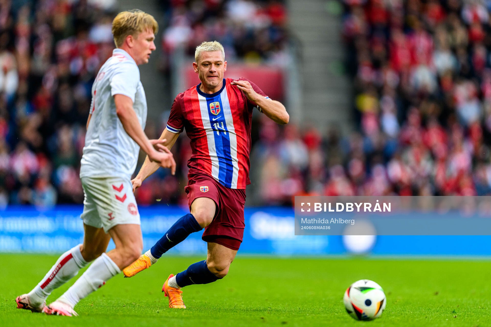 Victor Kristiansen of Denmark and Julian Ryerson of Norway