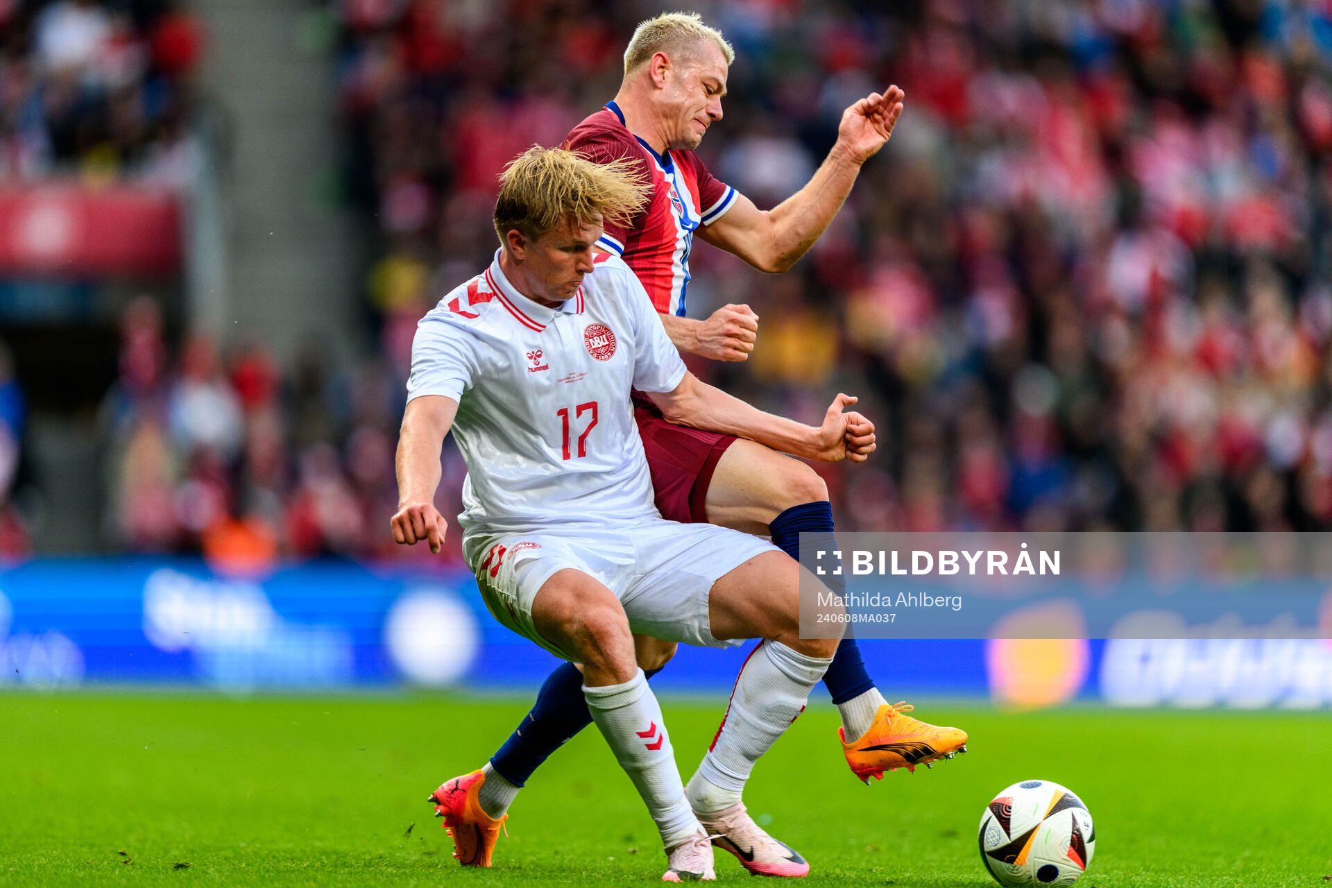 Victor Kristiansen of Denmark and Julian Ryerson of Norway