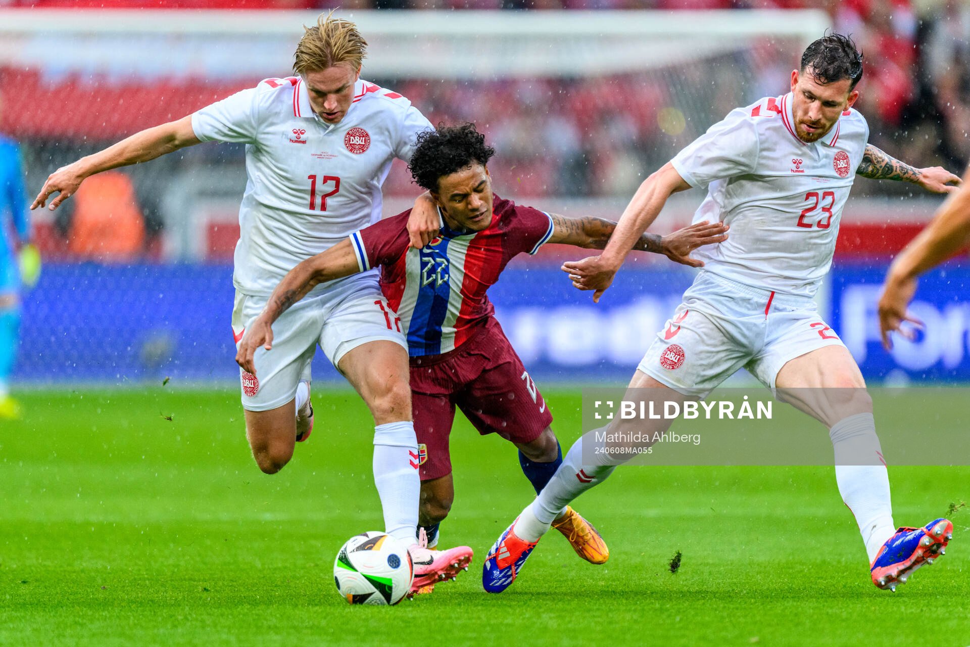 Victor Kristiansen and Pierre-Emilie Højbjerg of Denmark