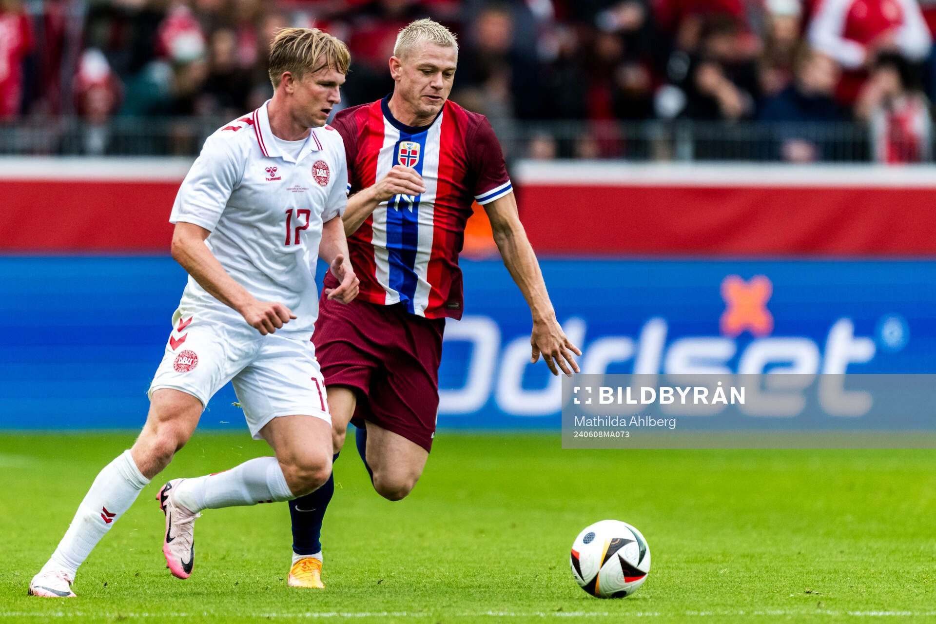 Victor Kristiansen of Denmark and Julian Ryerson of Norway