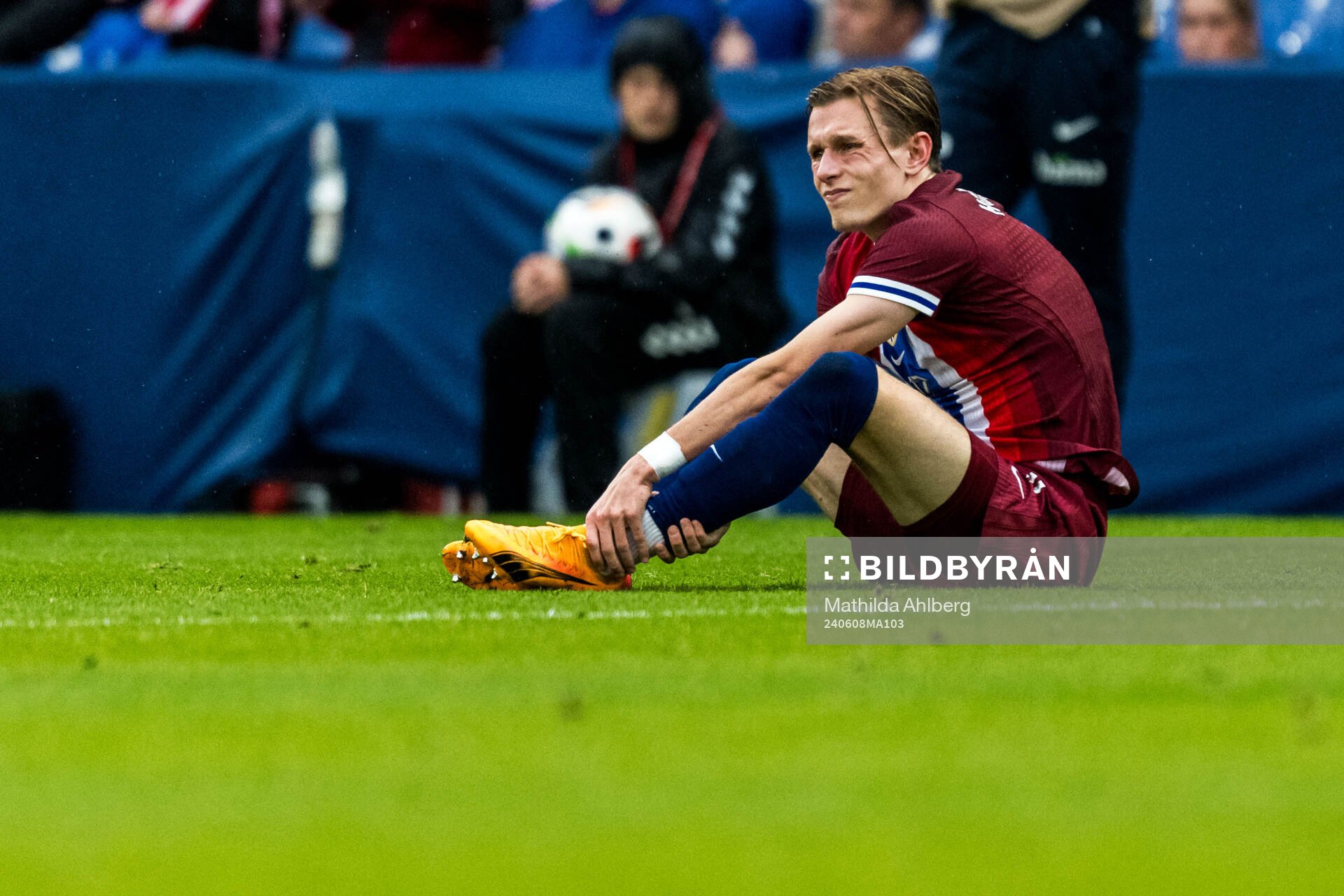 Sander Berge of Norway in pain