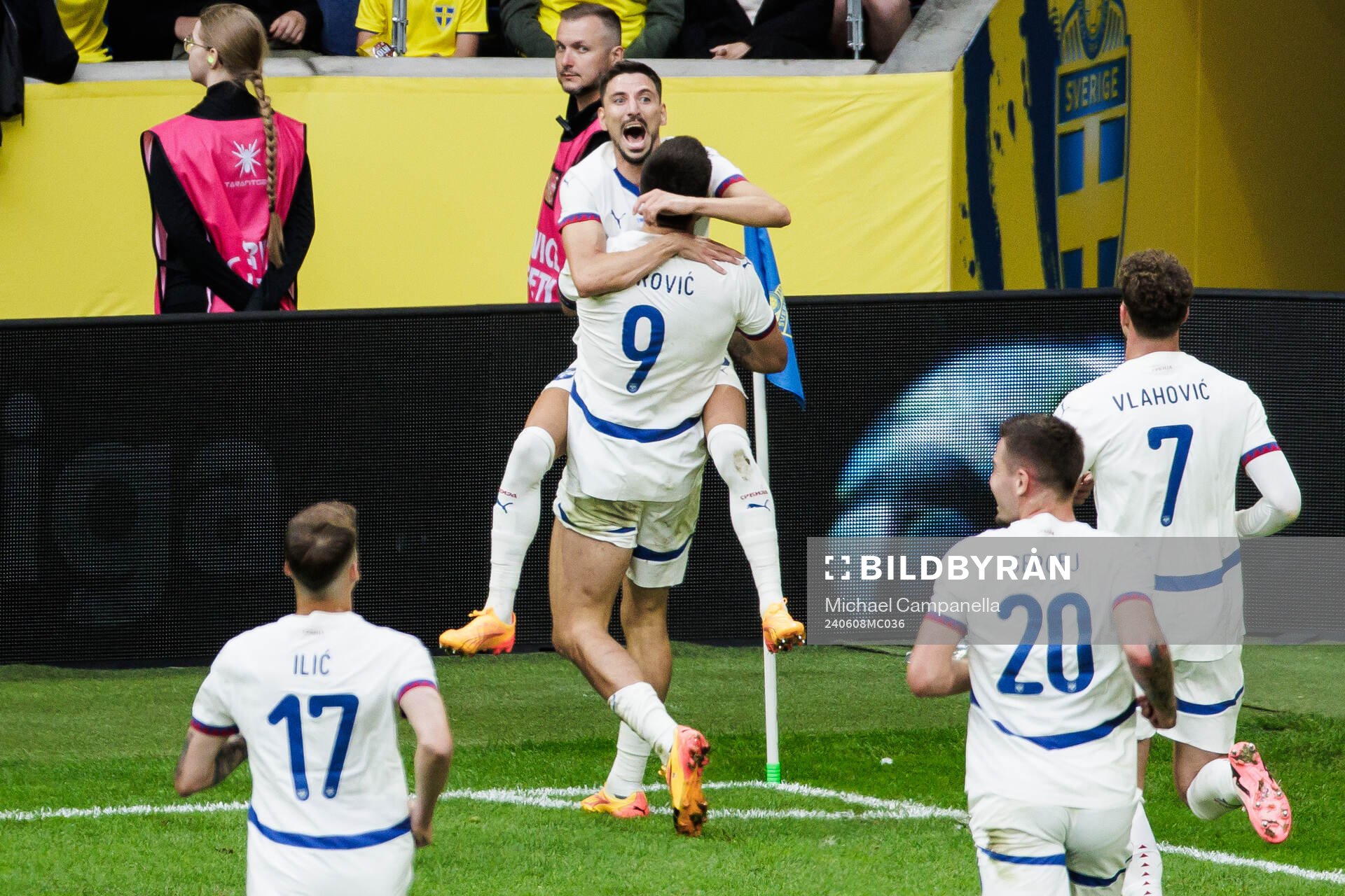 Aleksandar Mitrovic of Serbia celebrates