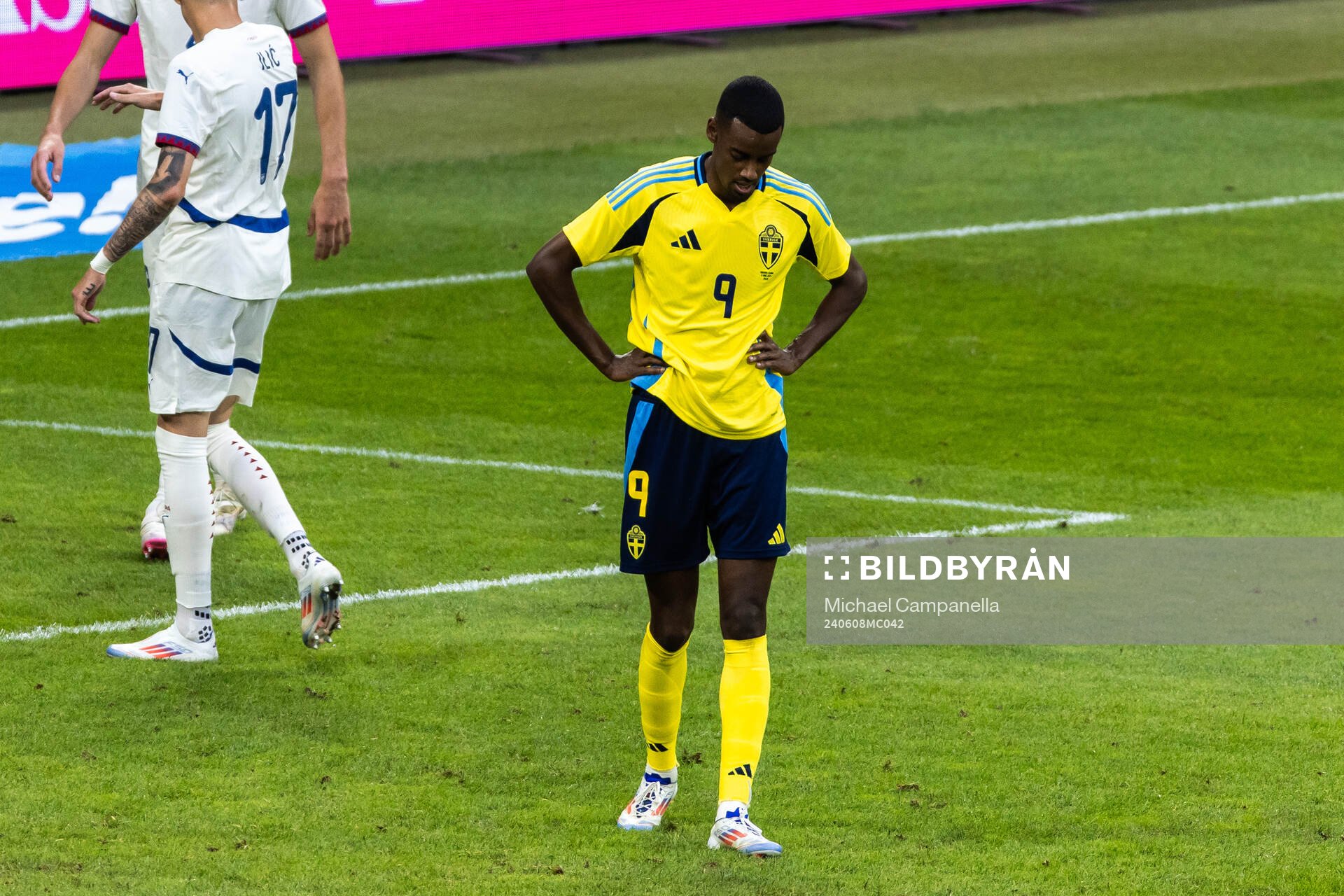 Alexander Isak of Sweden looks dejected