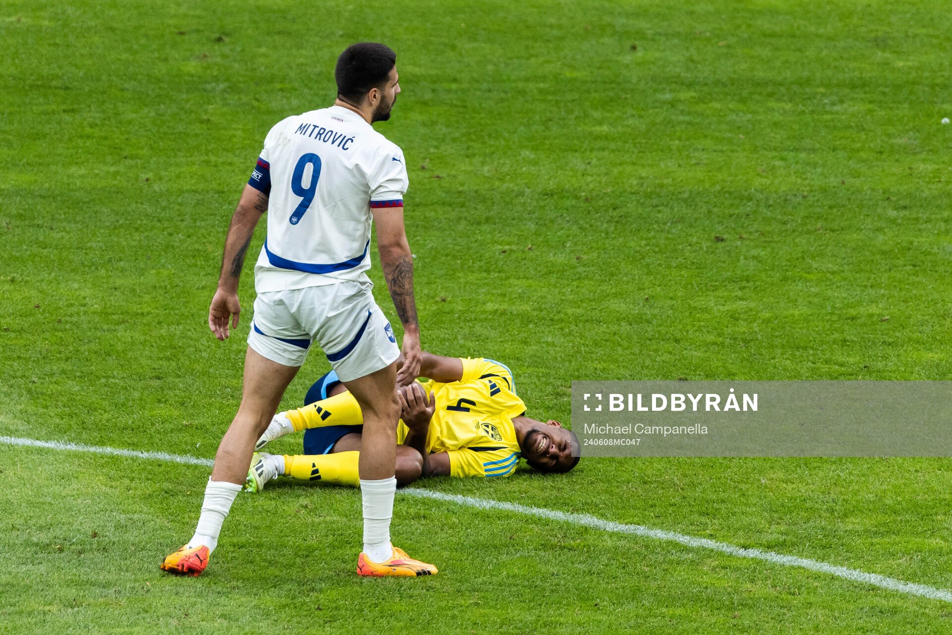 Isak Hien of Sweden in pain