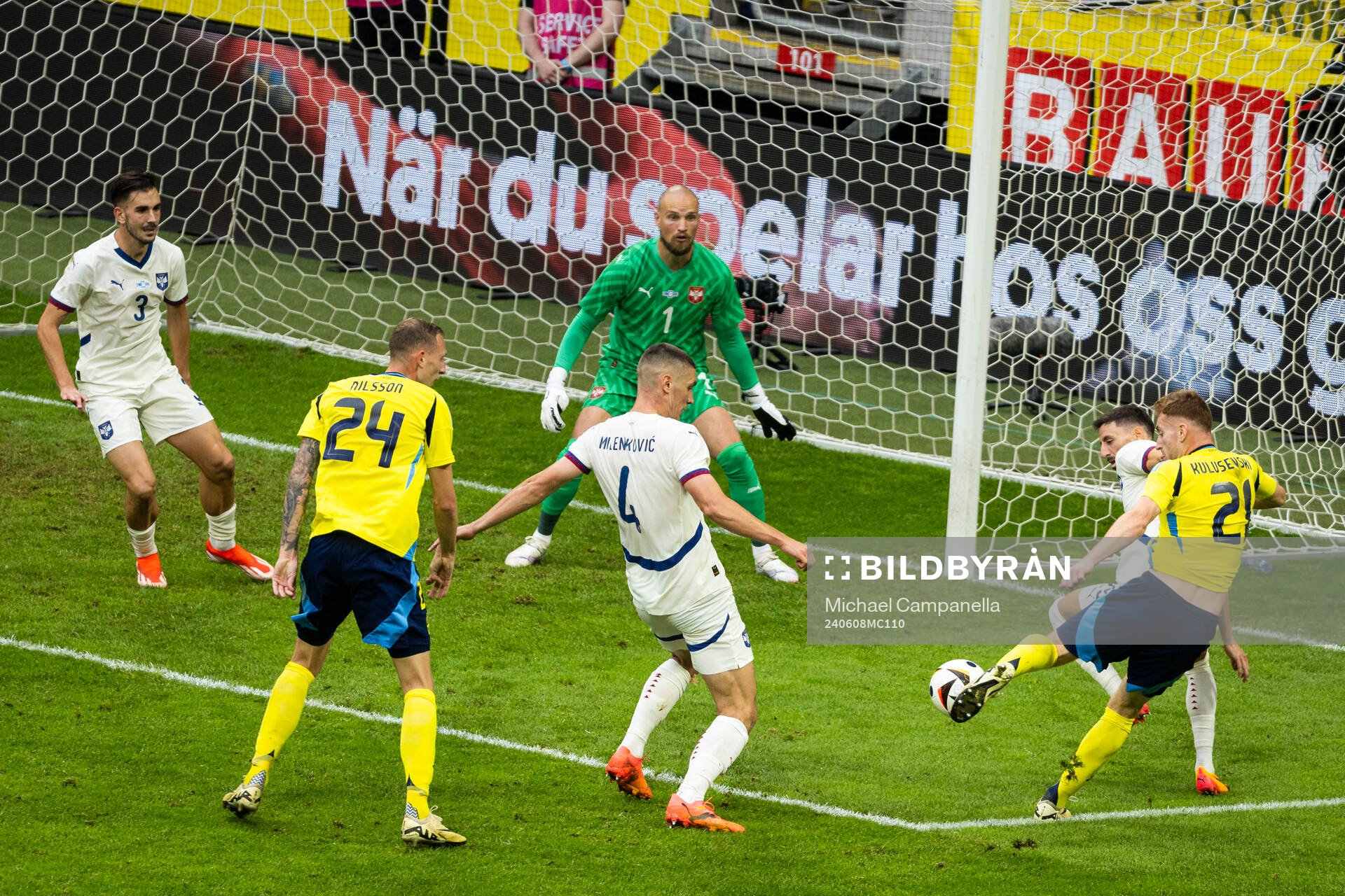 Dejan Kulusevski of Sweden shoots at goal