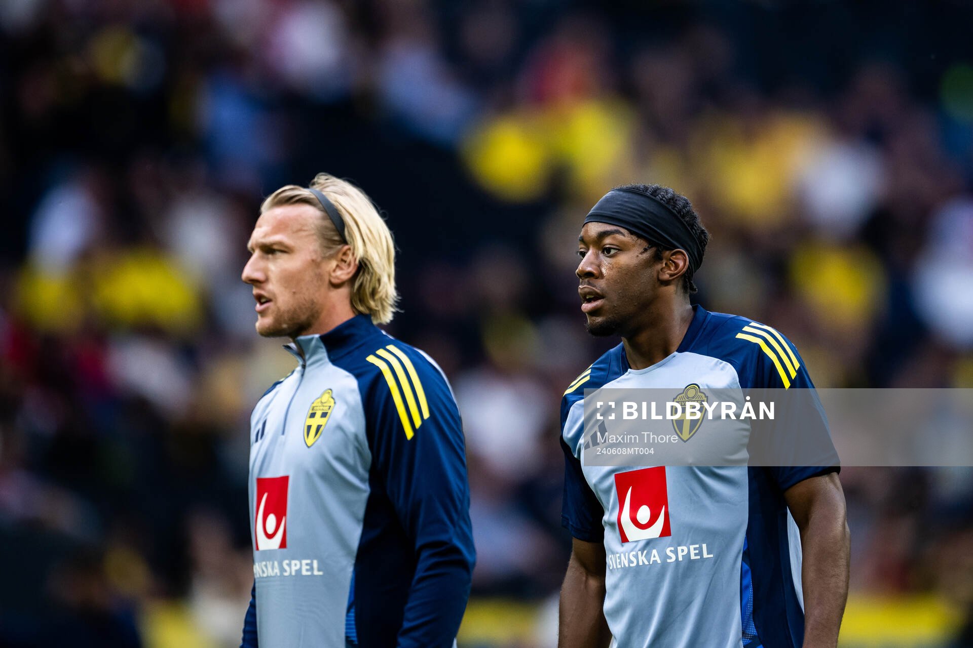 Emil Forsberg and Anthony Elanga of Sweden