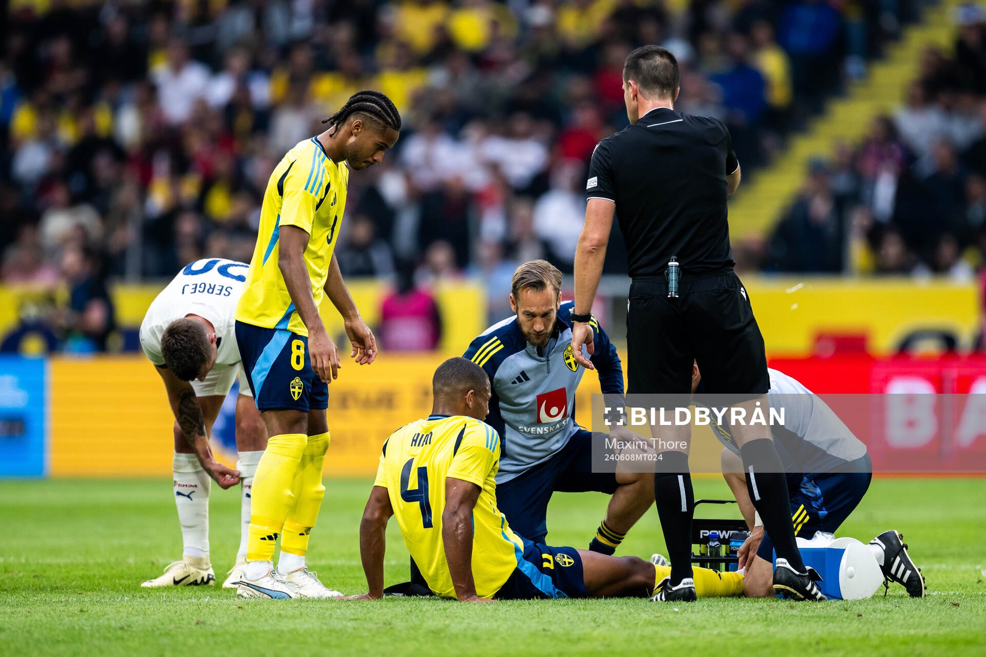 Isak Hien of Sweden in pain