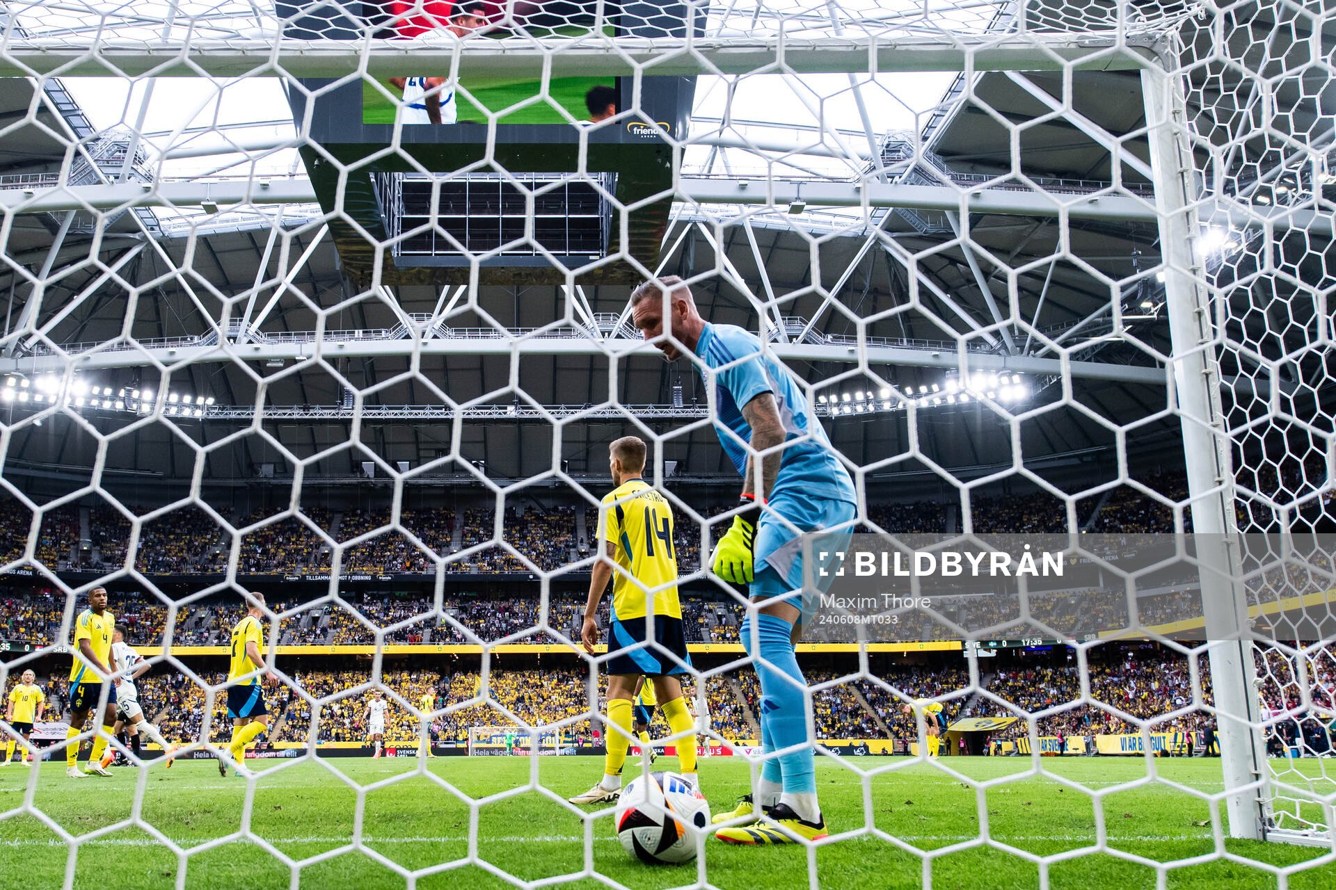 Robin Olsen of Sweden looks dejected