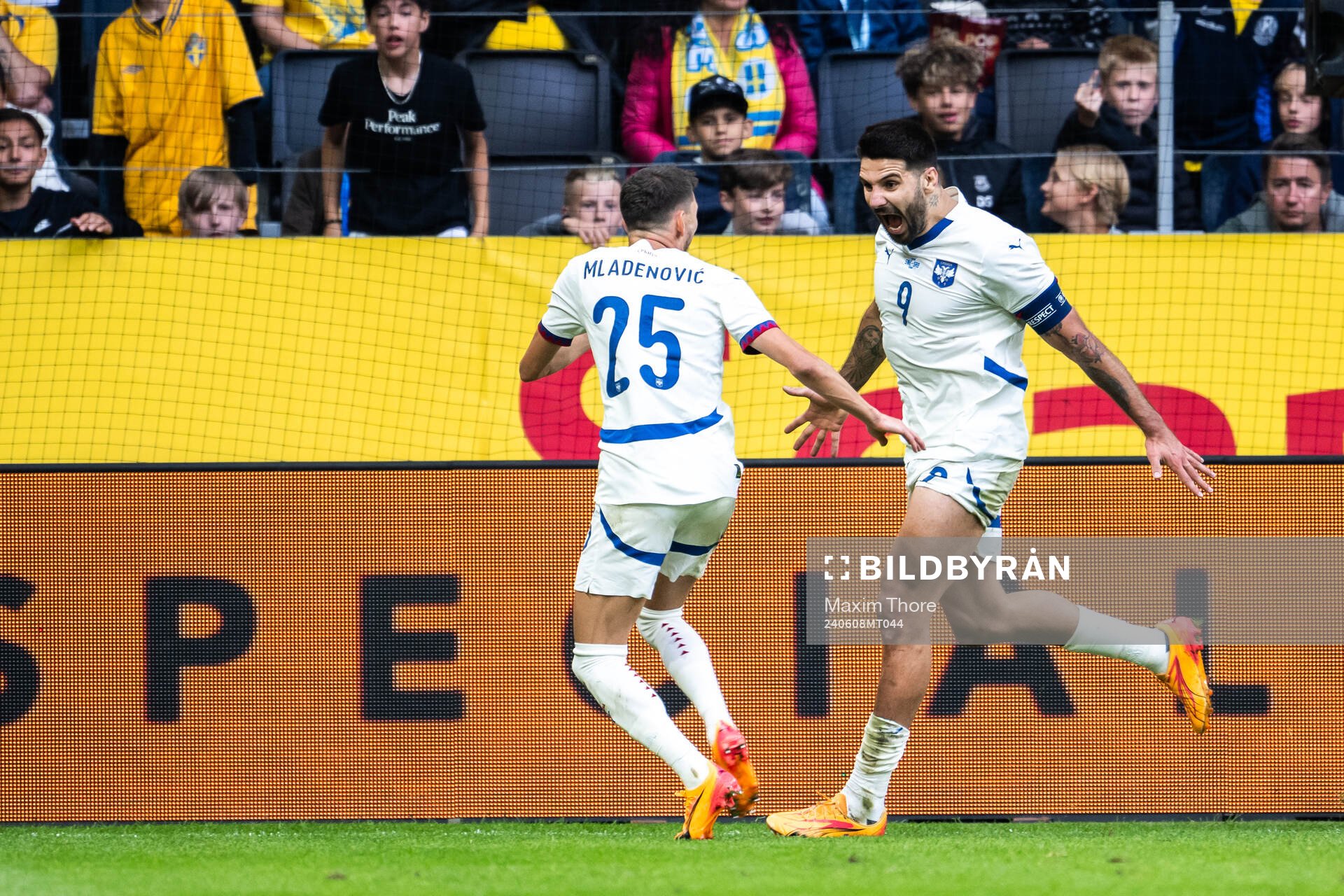 Filip Mladenovic and Aleksandar Mitrovic of Serbia celebrate