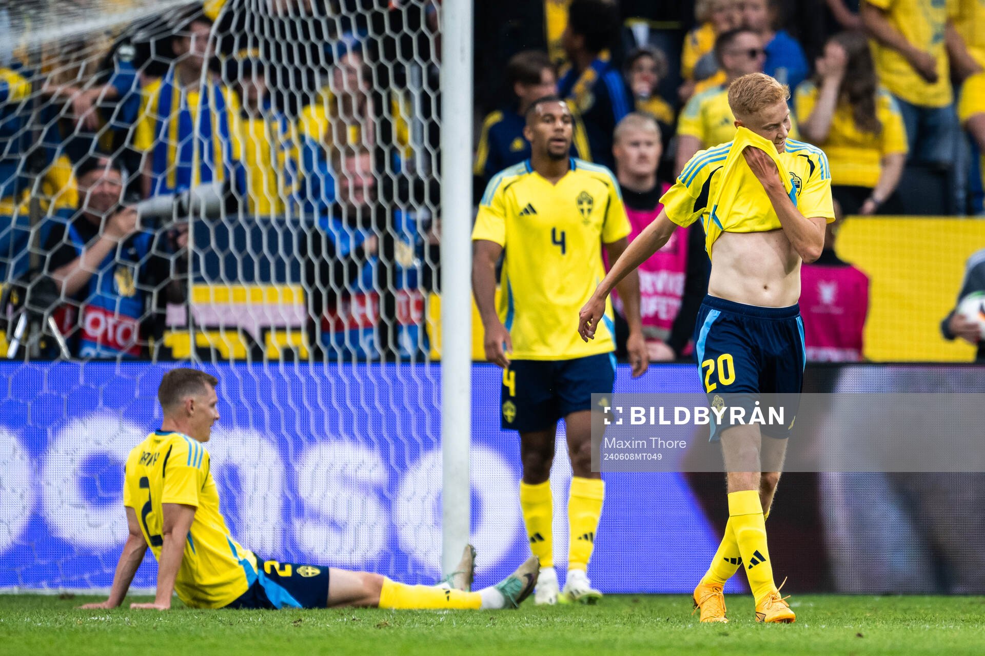 Hugo Larsson of Sweden looks dejected