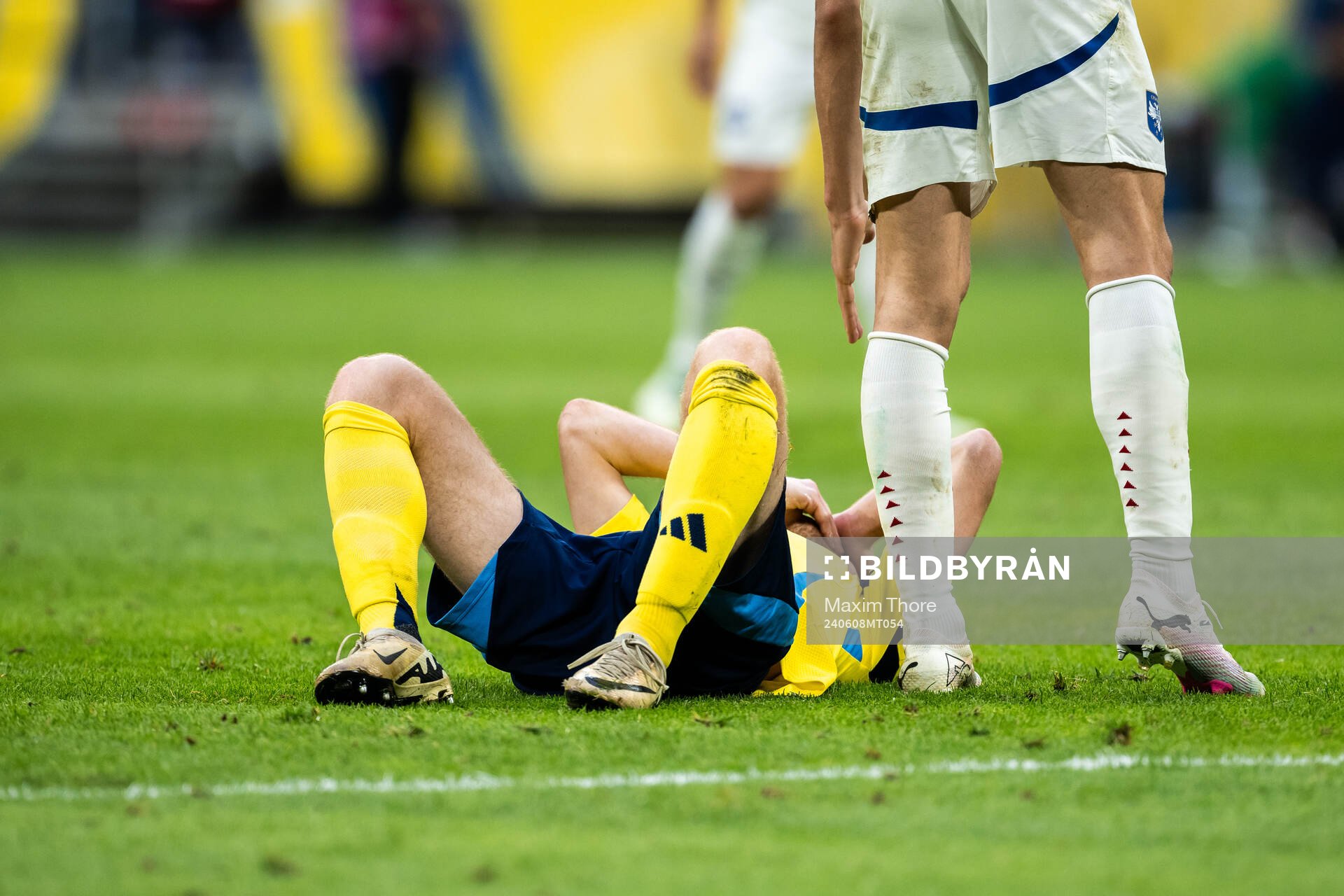 Dejan Kulusevski of Sweden in pain