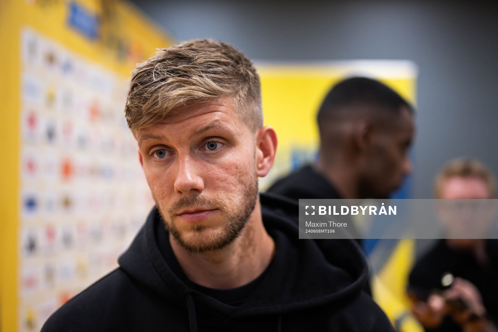 Anton Saletros and Alexander Isak of Sweden