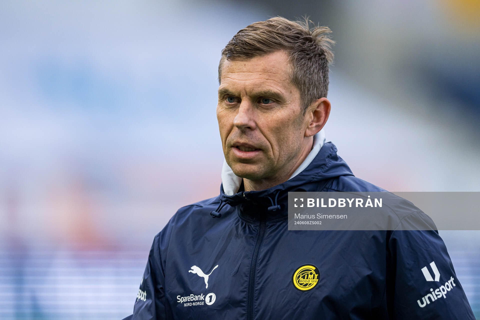 Stian Theting, head coach of Bodø/Glimt, ahead of the 1. division football match between AaFK Fortuna and Bodø/Glimt on June 8, 2024 in Ålesund.