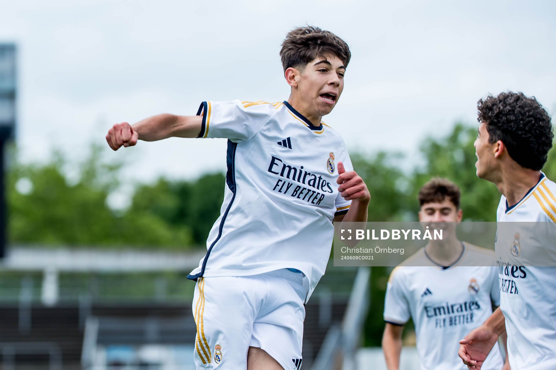 Real Madrids Bryan Bugarin Goncalves jublar efter 1-0 under P15 finalen mellan Real Madrid och AZ Alkmaar i Malmö Trophy den 9 juni 2024 i Malmö.