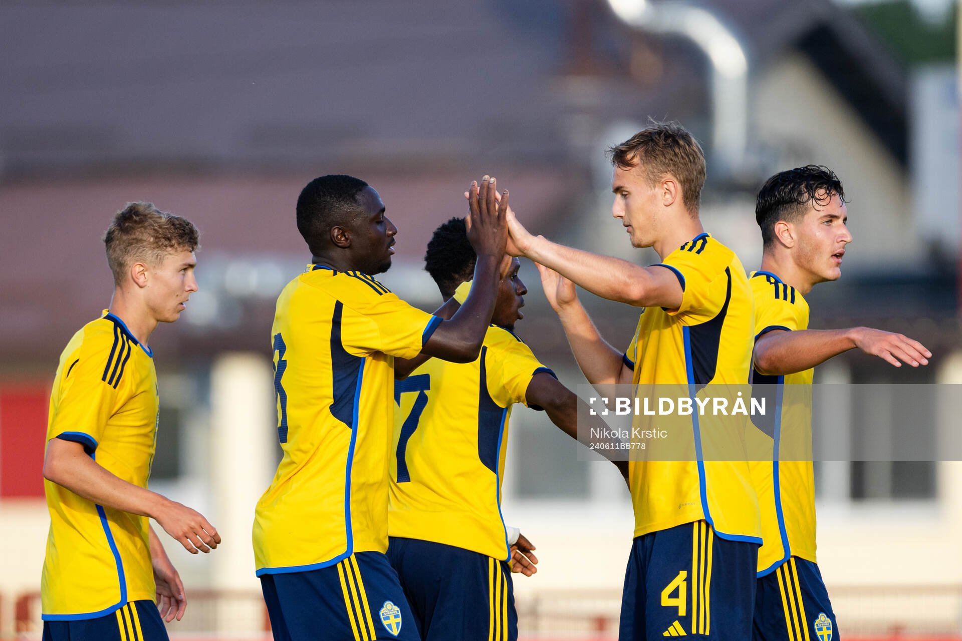 Imam Jagne and Jesper Tolinsson of Sweden celebrate