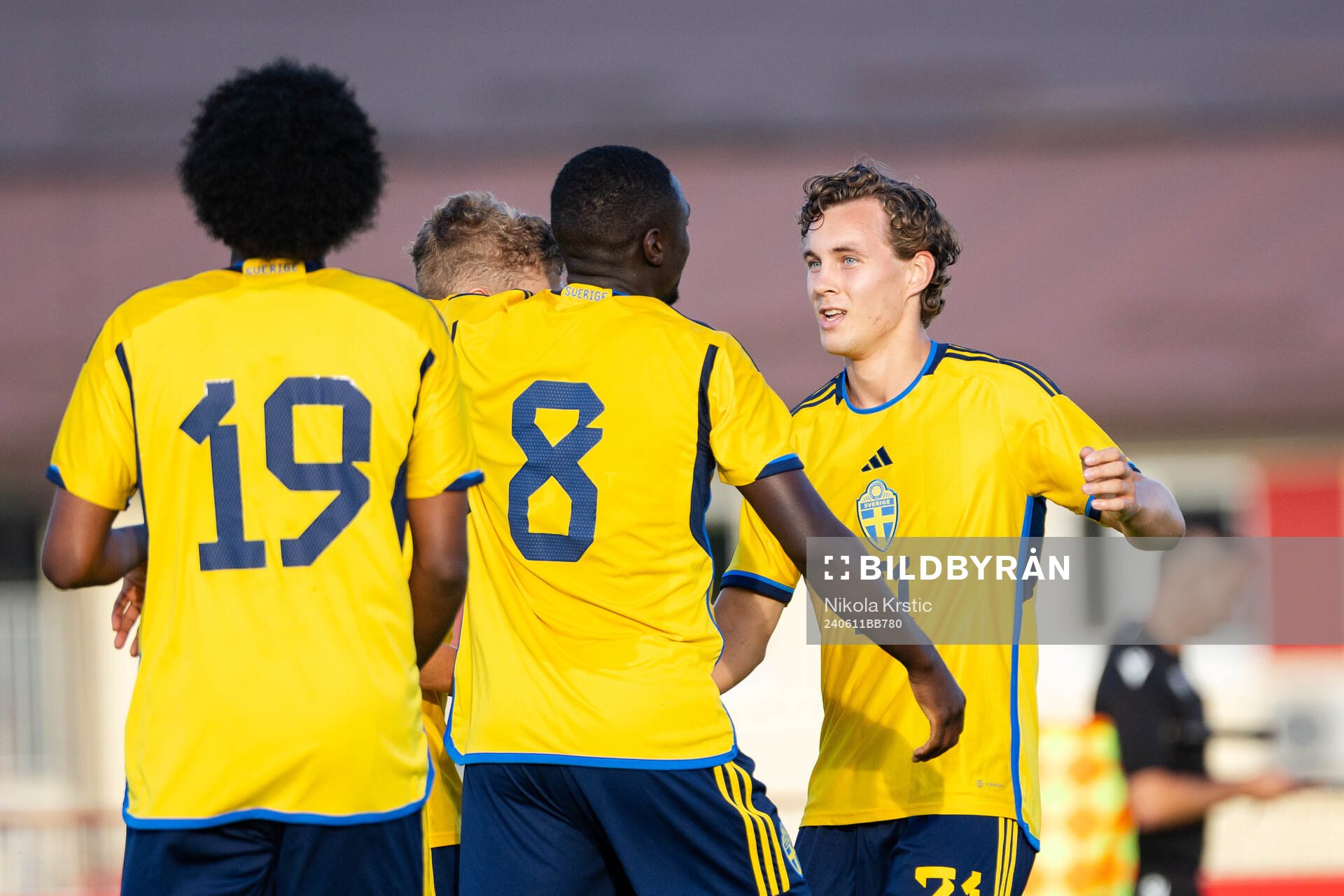 Hampus Skoglund of Sweden celebrates during the under-21 international friendly football match between Croatia and Sweden on June 11, 2024 in Zagreb.