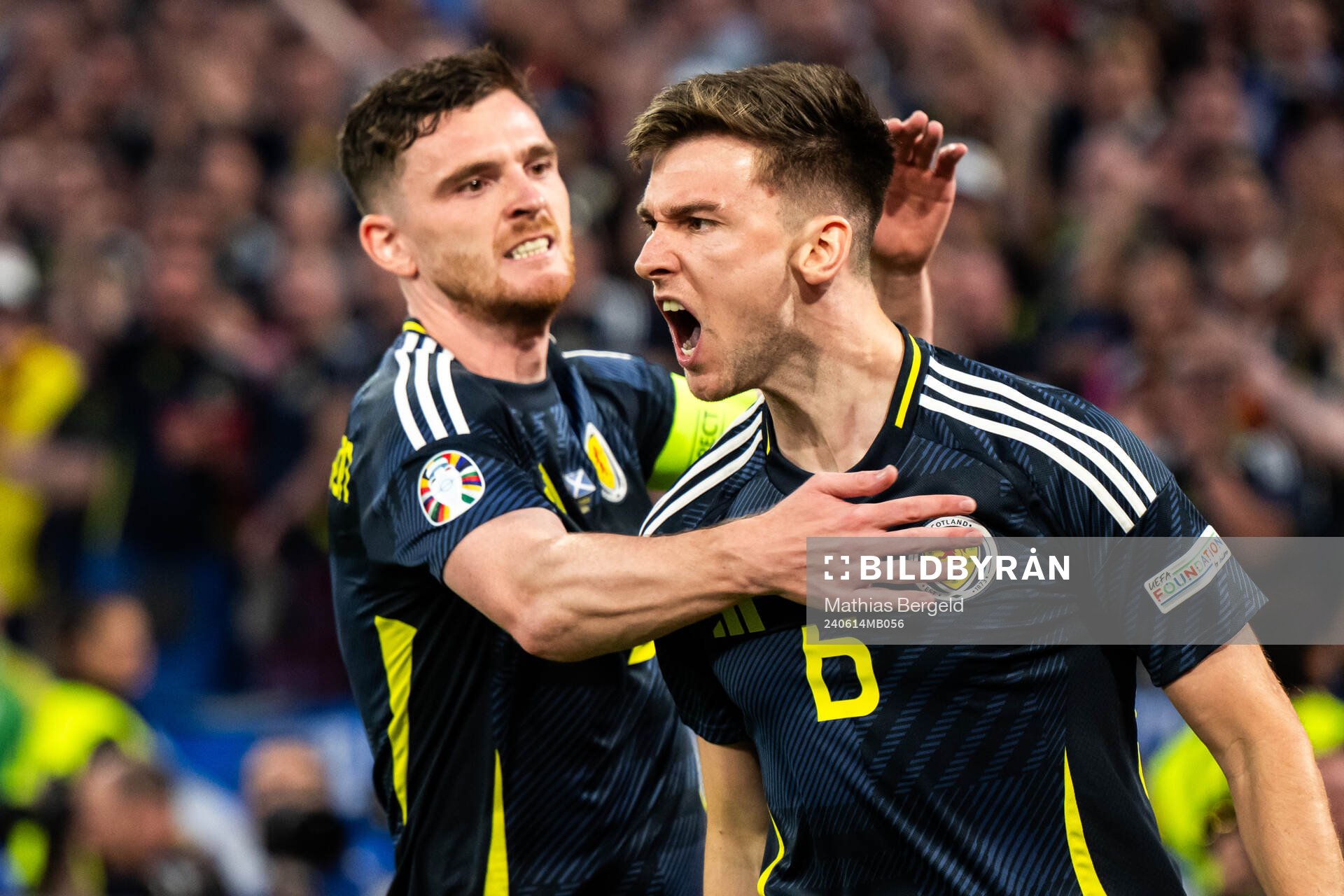 Andrew Robertson and Kieran Tierney of Scotland