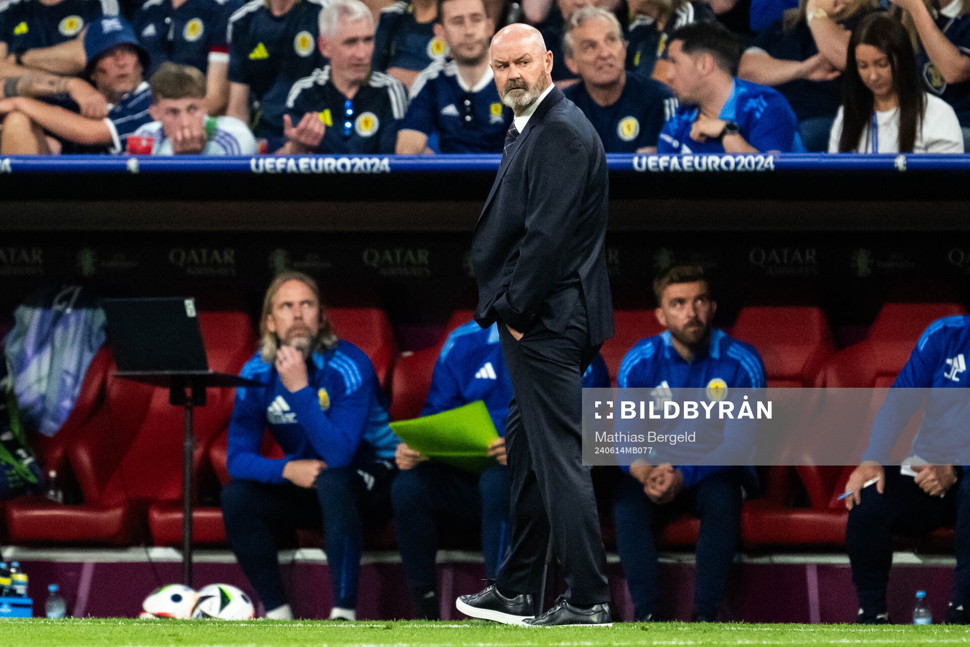 Head coach Steve Clarke of Scotland during the UEFA Euro 2024 Football Championship match between Germany and Scotland on June 14, 2024 in Munich.
