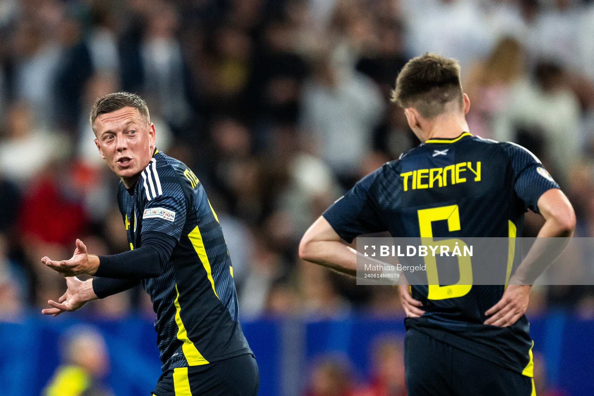 Callum McGregor and Kieran Tierney of Scotland look dejected