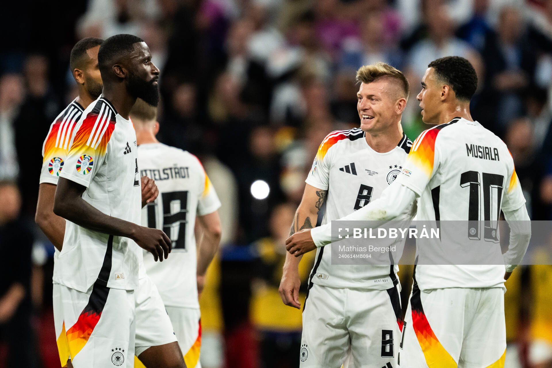 Antonio Rüdiger, Toni Kroos and Jamal Musiala of Germany
