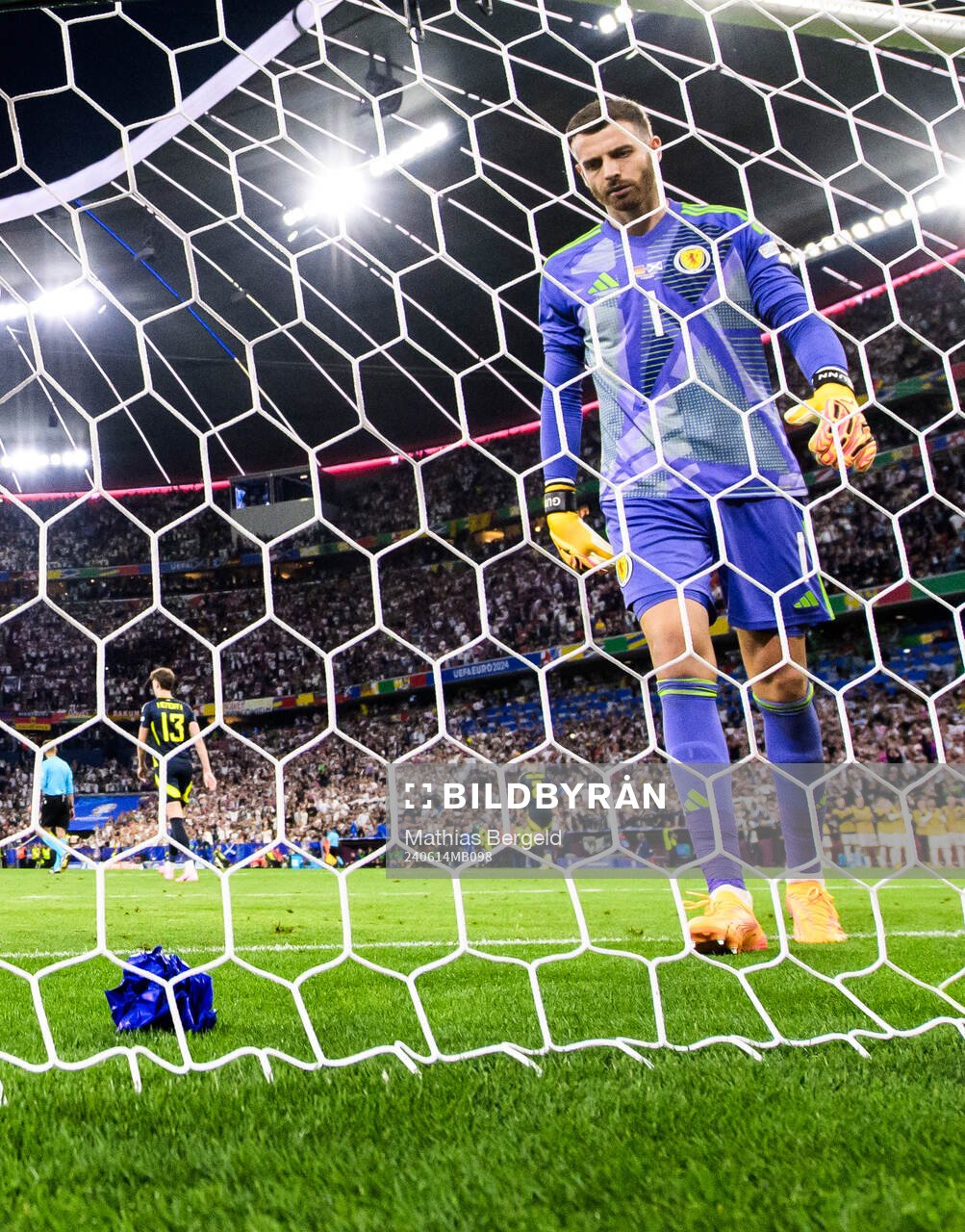 Angus Gunn of Scotland looks dejected
