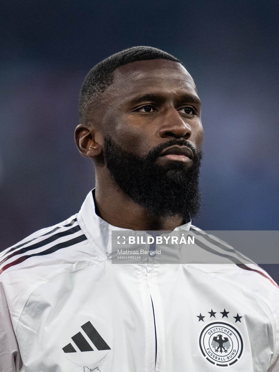 Antonio Rüdiger of Germany during line-up ahead of the UEFA Euro 2024 Football Championship match between Germany and Scotland on June 14, 2024 in Munich. 
