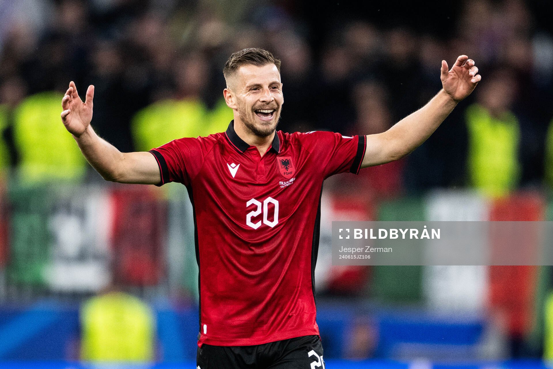 Ylber Ramadani of Albania reacts
