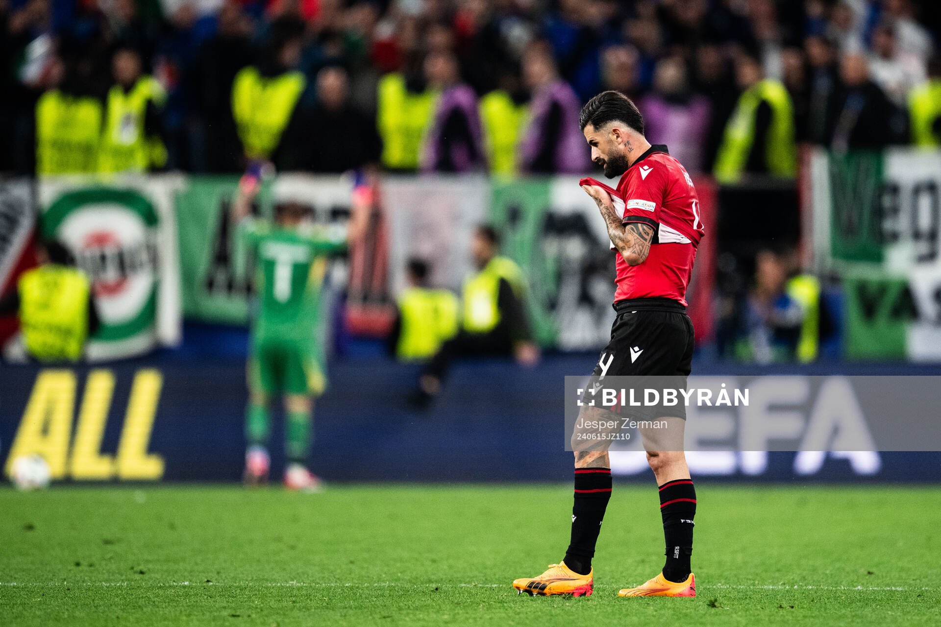 Qazim Laci of Albania looks dejected