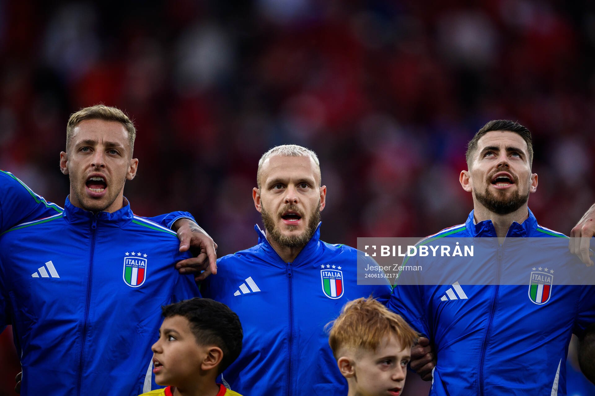 Davide Frattesi, Federico Dimarco and Jorginho of Italy