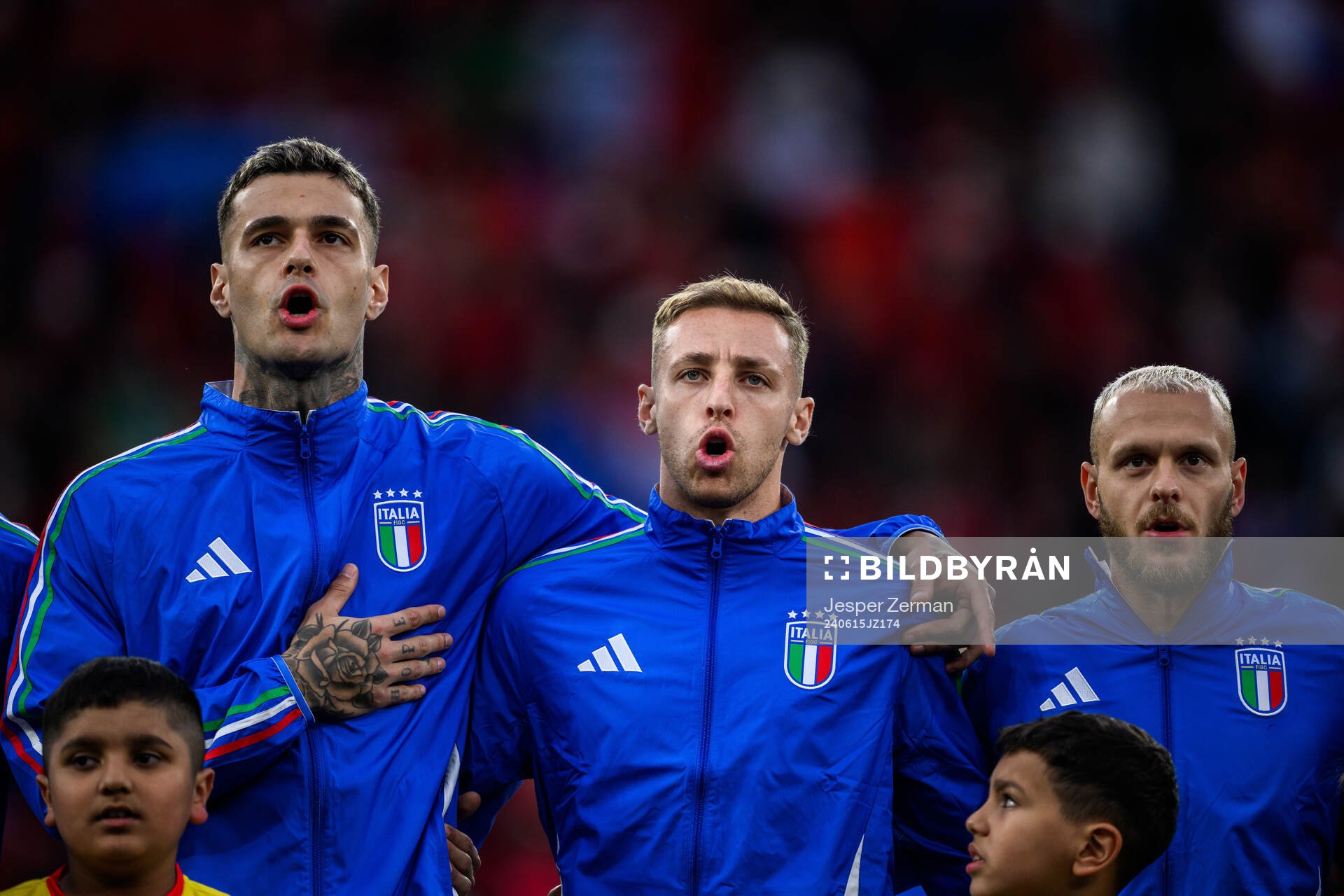 Gianluca Scamacca, Davide Frattesi and Federico Dimarco of