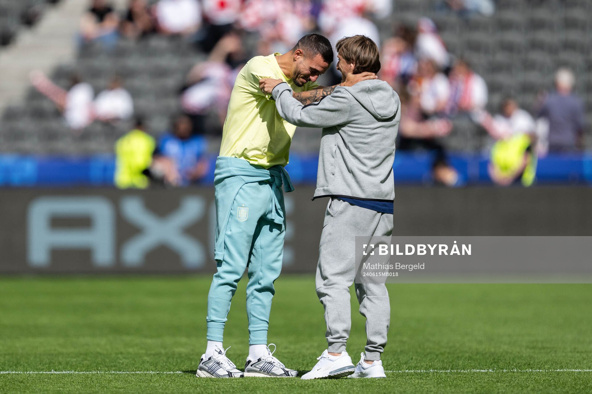 Joselu of Spain and Luka Modric of Croatia