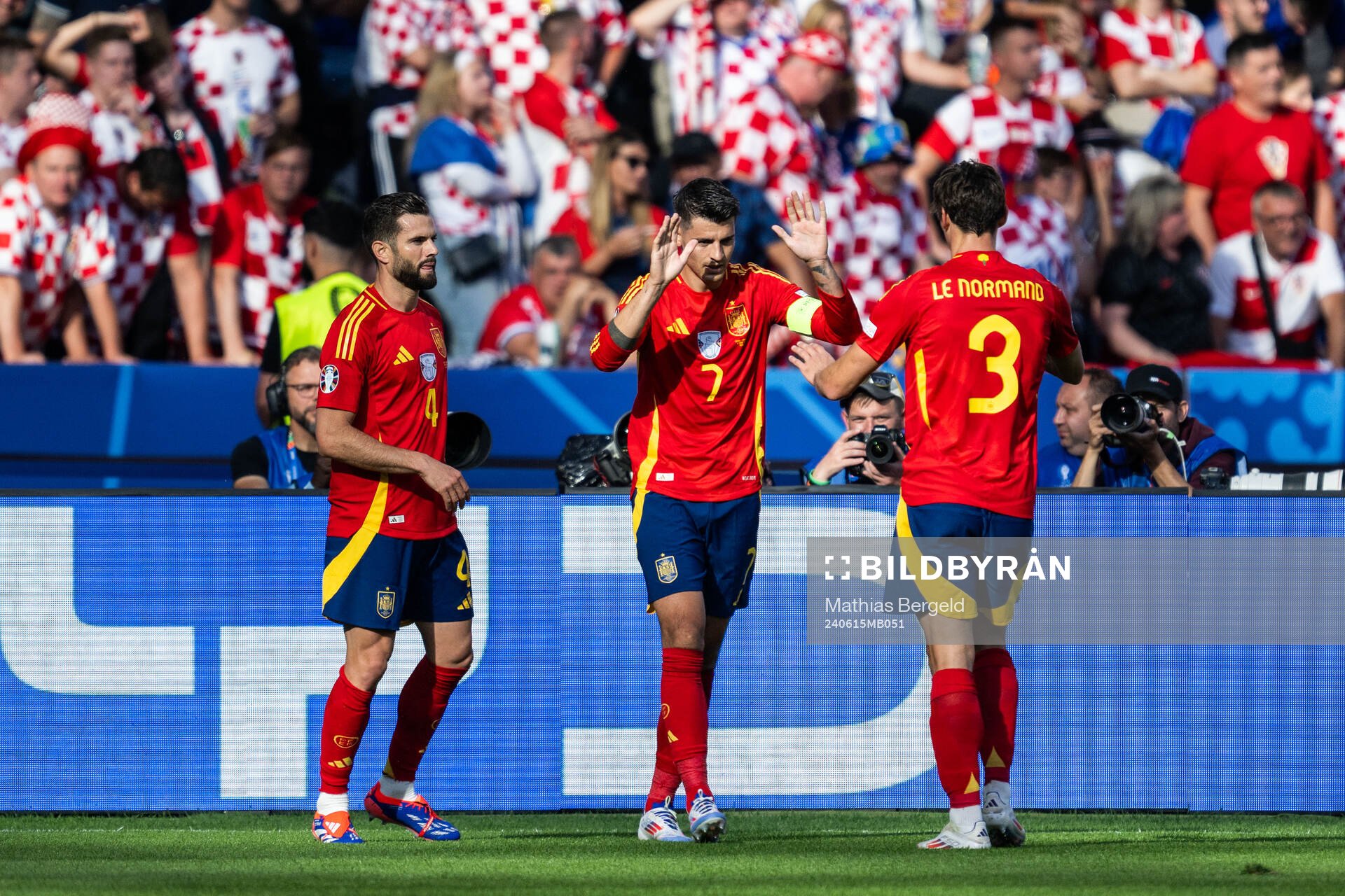 Nacho, Alvaro Morata and Robin Aime Le Normand Mainfray