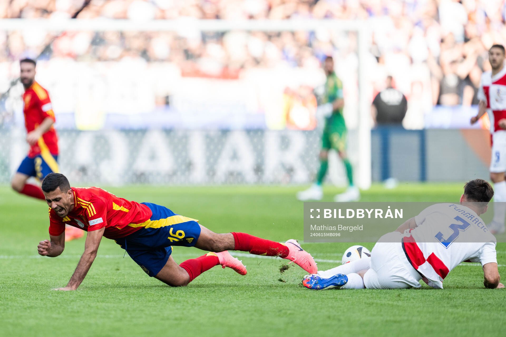 Rodrigo Hernandez of Spain and Marin Pongracic of Croatia during the UEFA Euro 2024 Football Championship match between Spain and Croatia on June 15, 2024 in Berlin.
