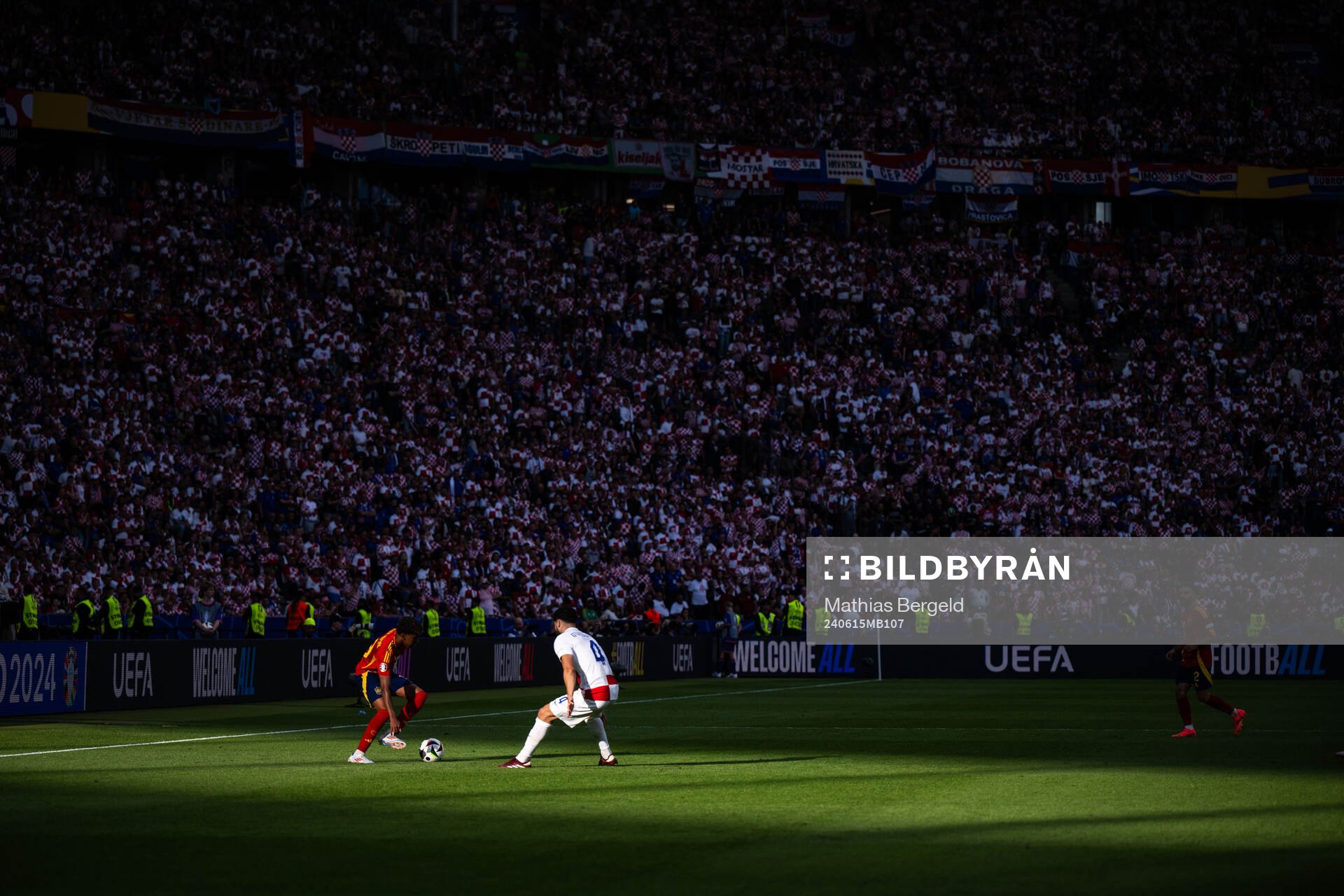 Lamine Yamal of Spain and Josko Gvardiol of Croatia during the UEFA Euro 2024 Football Championship match between Spain and Croatia on June 15, 2024 in Berlin.