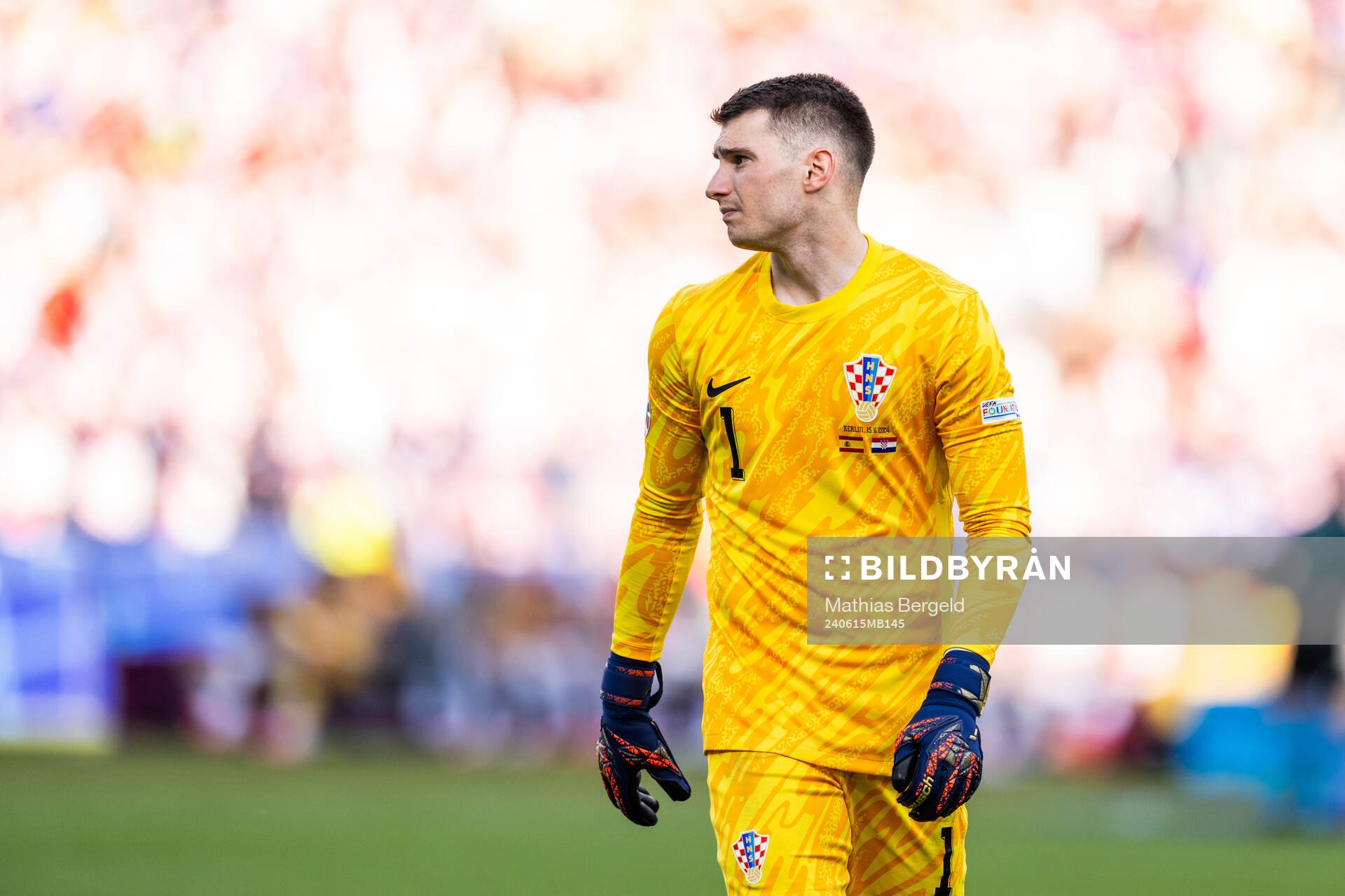 goalkeeper Dominik Livakovic of Croatia during the UEFA Euro 2024 Football Championship match between Spain and Croatia on June 15, 2024 in Berlin.