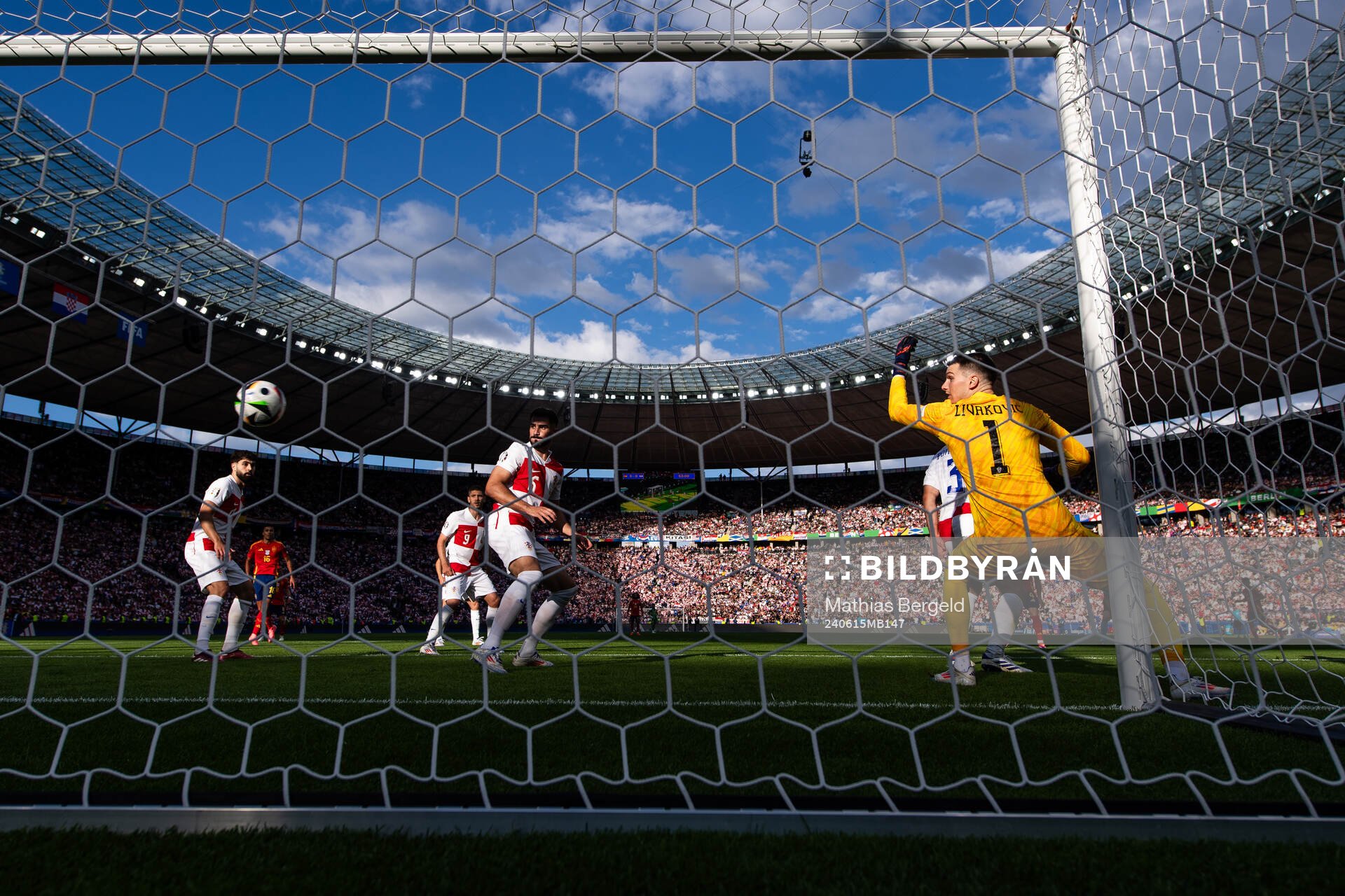 goalkeeper Dominik Livakovic of Croatia during the UEFA Euro 2024 Football Championship match between Spain and Croatia on June 15, 2024 in Berlin.
