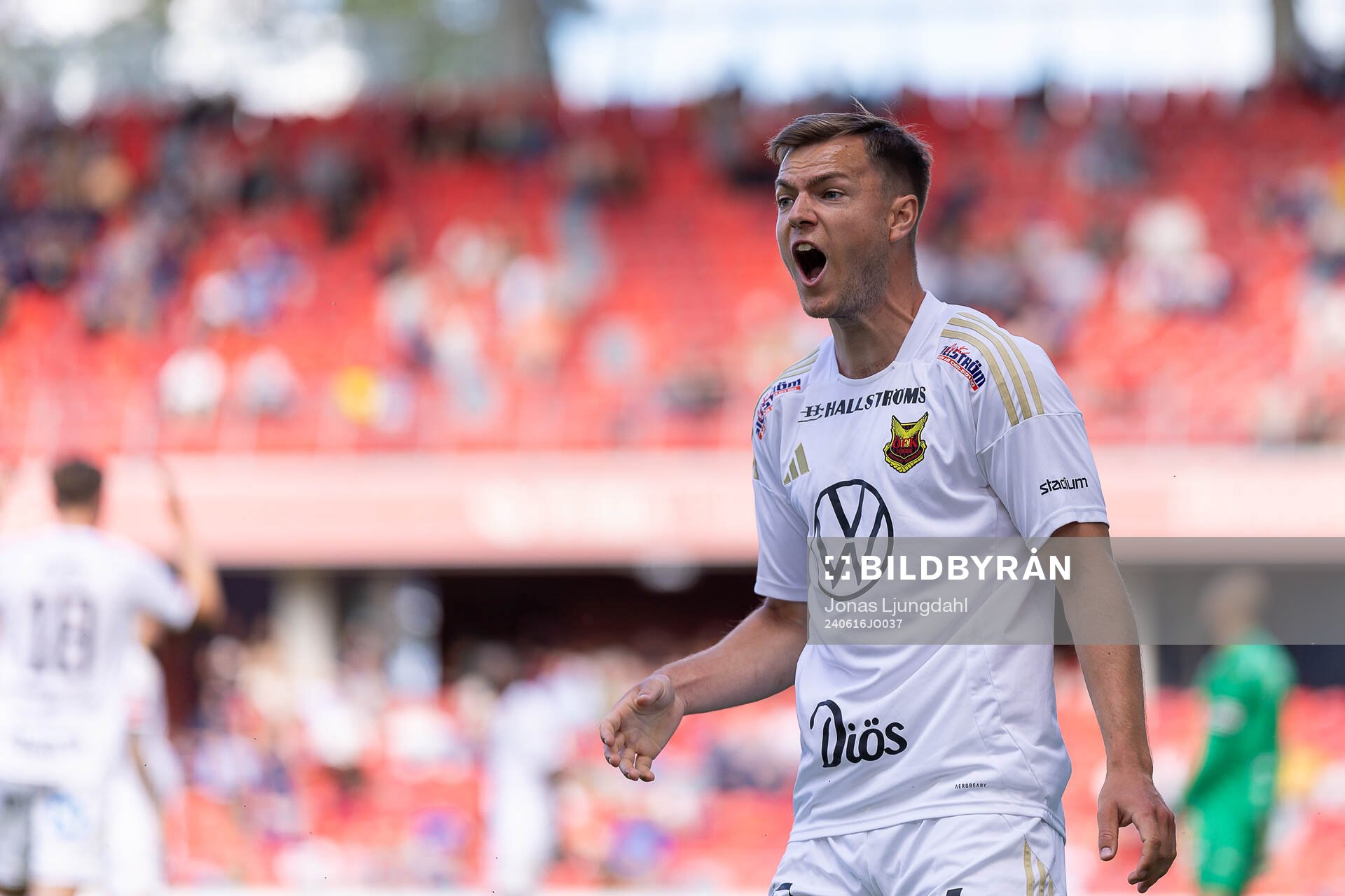 Östersunds Albin Winbo under fotbollsmatchen i Superettan mellan Öster och Östersund den 16 juni 2024 i Växjö. 